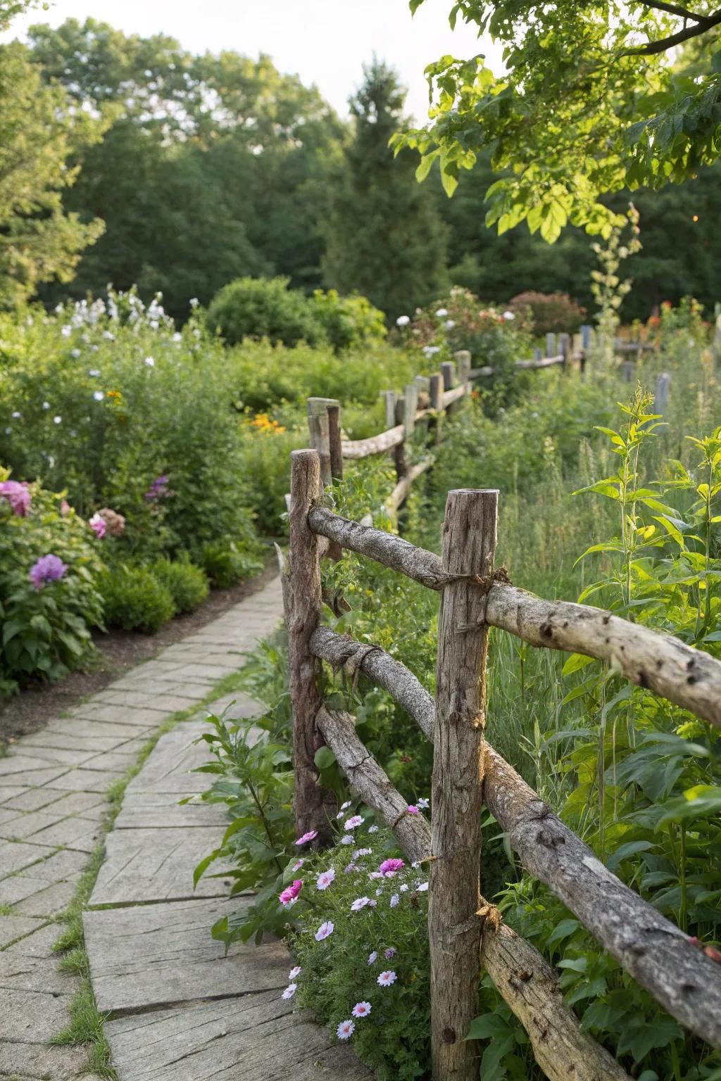 Coppice fencing offers rustic charm and utility.