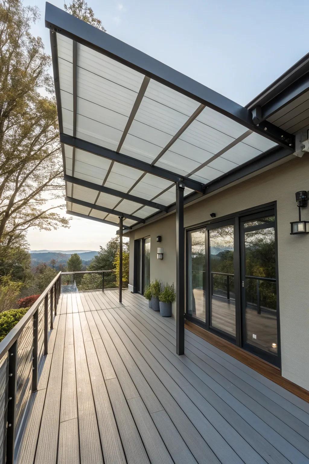 Combine durability and style with polycarbonate deck awnings.