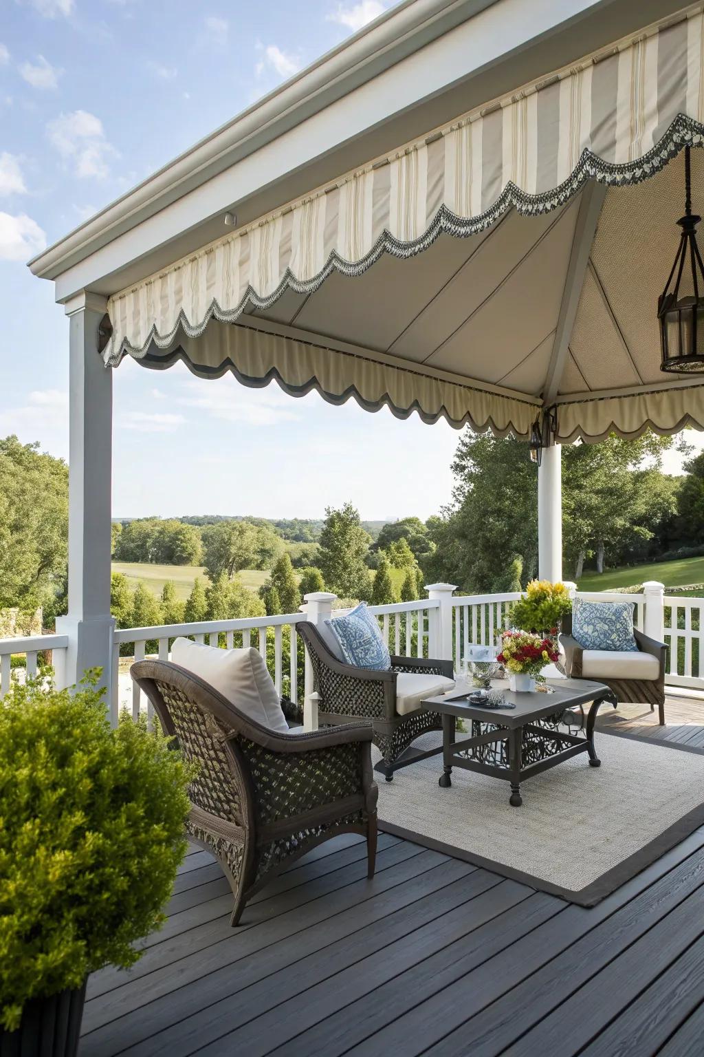 Enhance your awning with decorative valance styles.