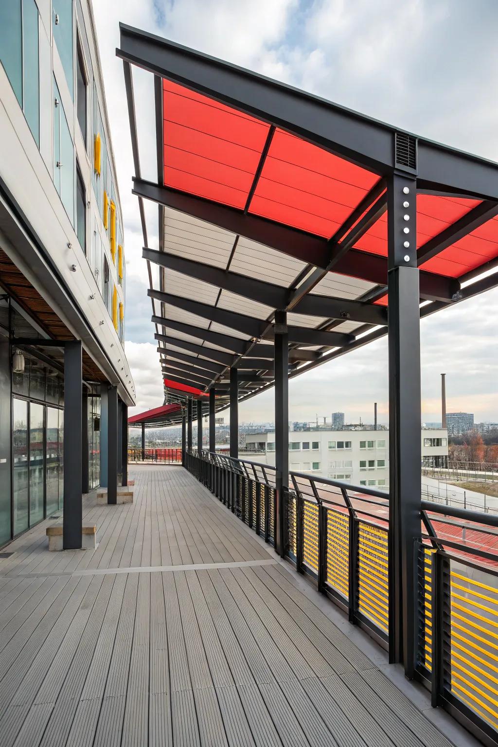 Add an edgy touch with industrial-style metal awnings.
