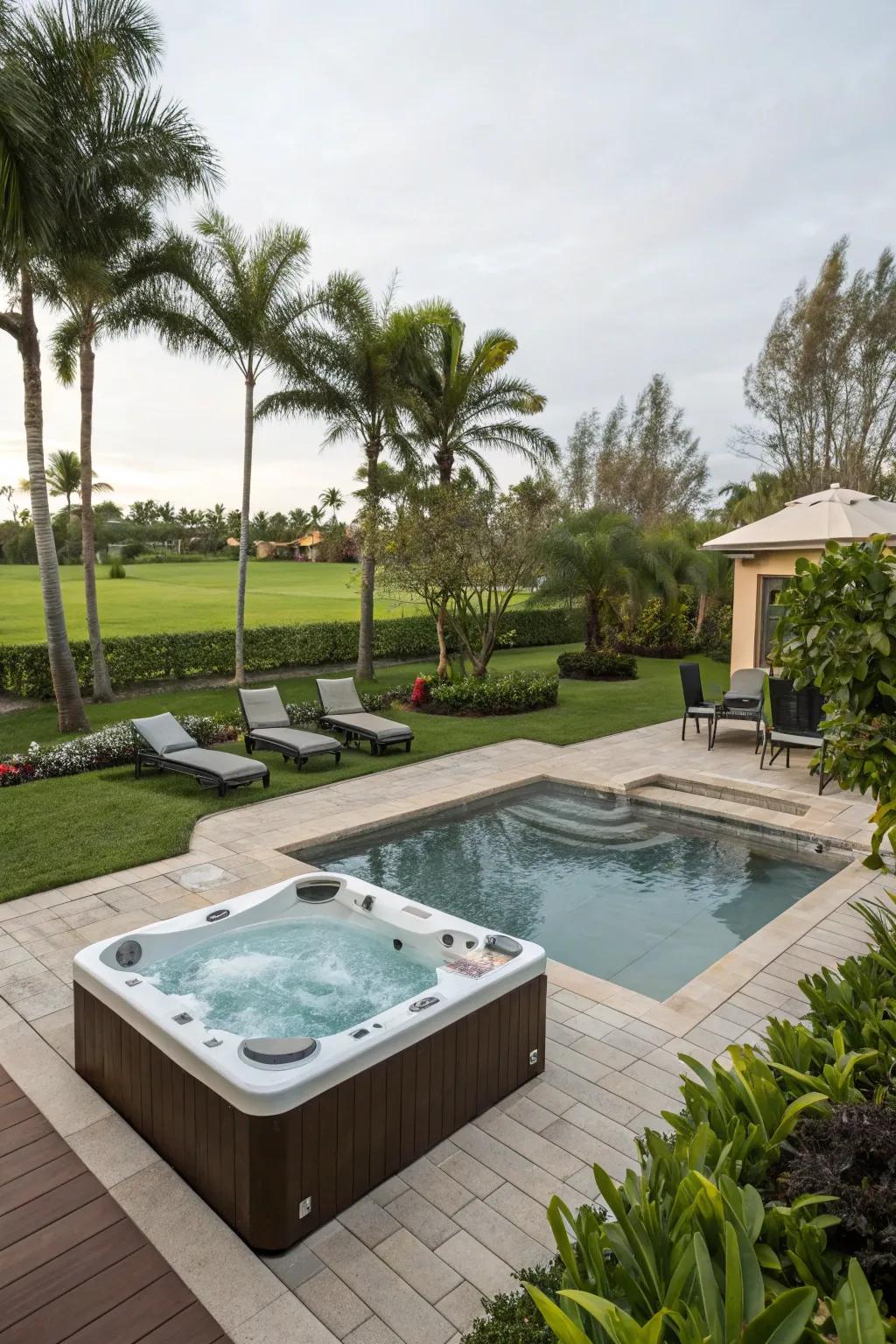 A pool and hot tub combo creates the ultimate backyard resort.