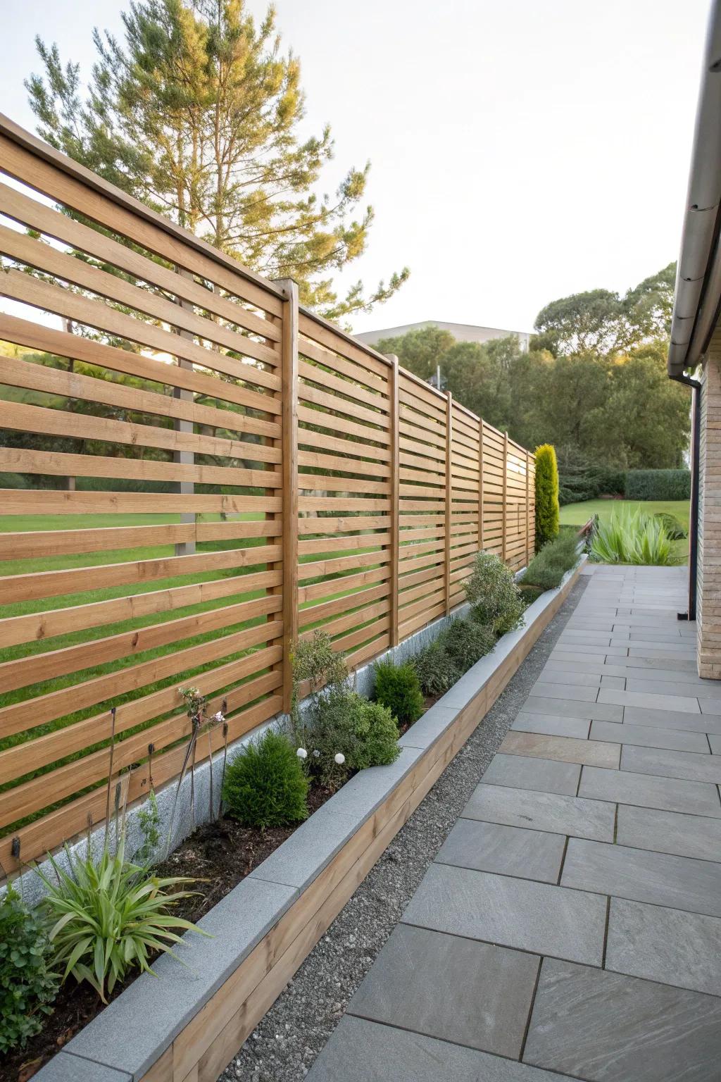 Horizontal slats provide a contemporary, sleek look.