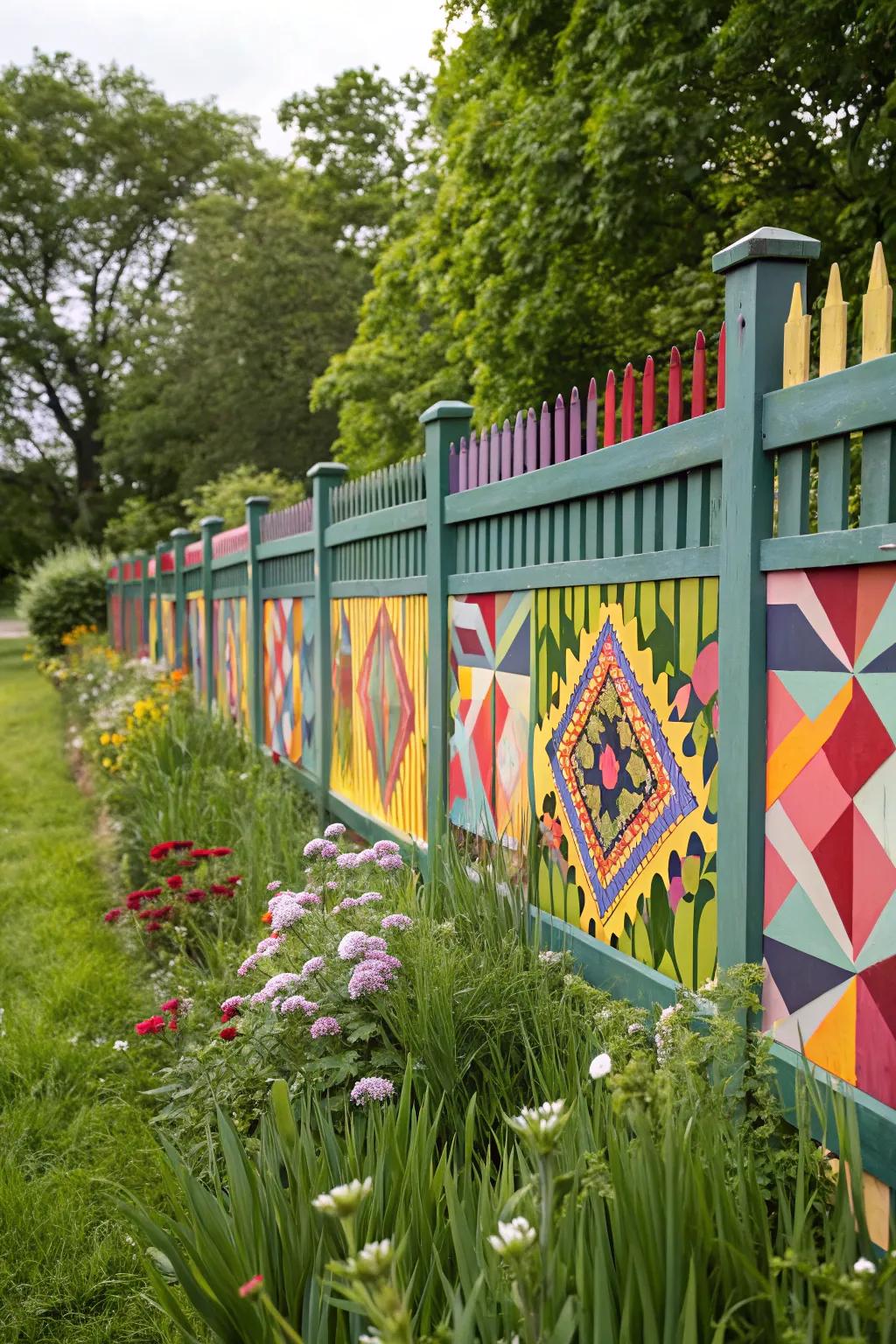 Painted patterns turn your fence into an art canvas.