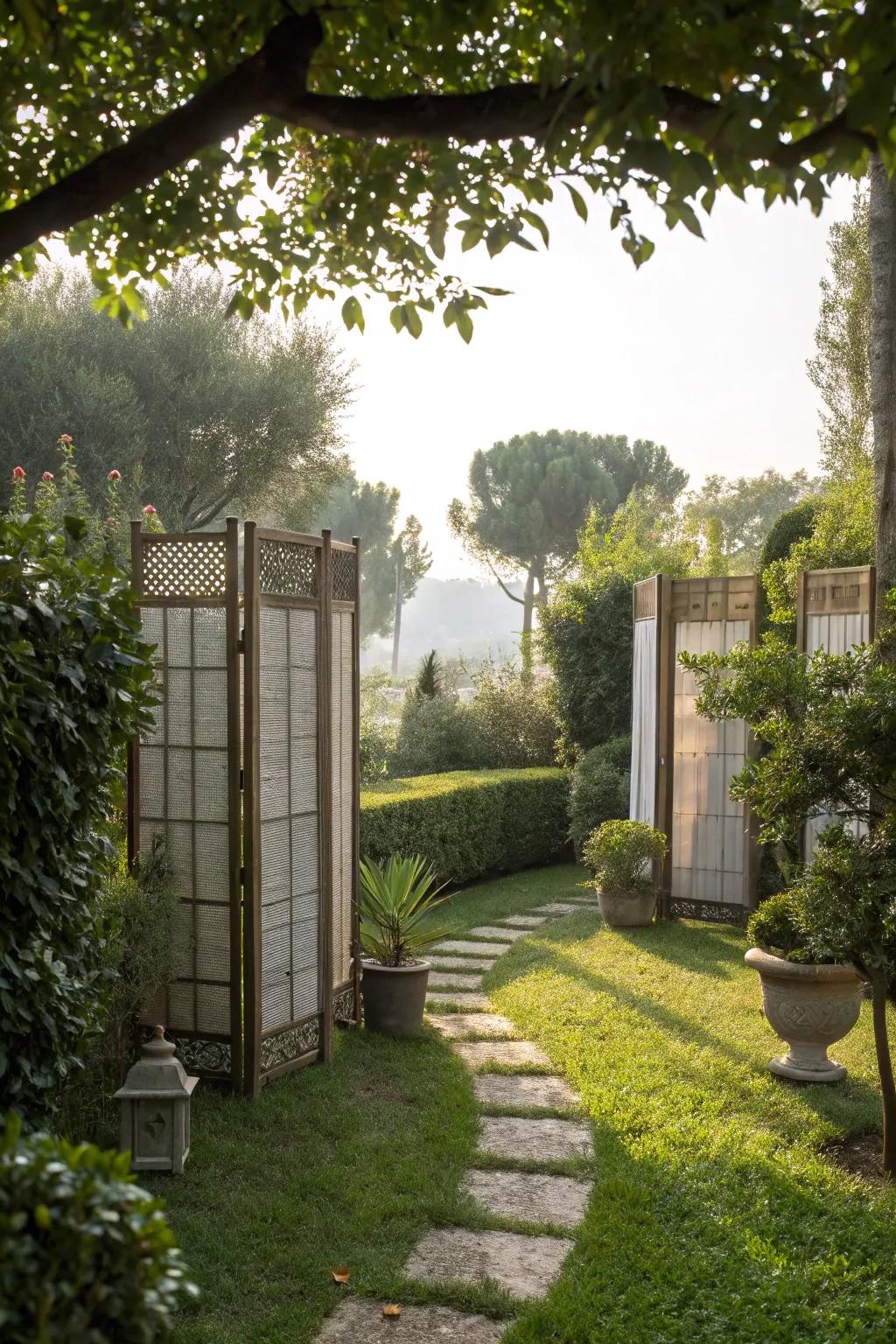 Privacy screens offer solitude and style.