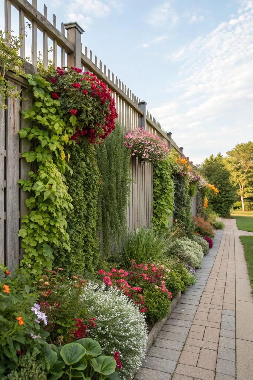 Vertical gardens add a lush, green touch to any fence.