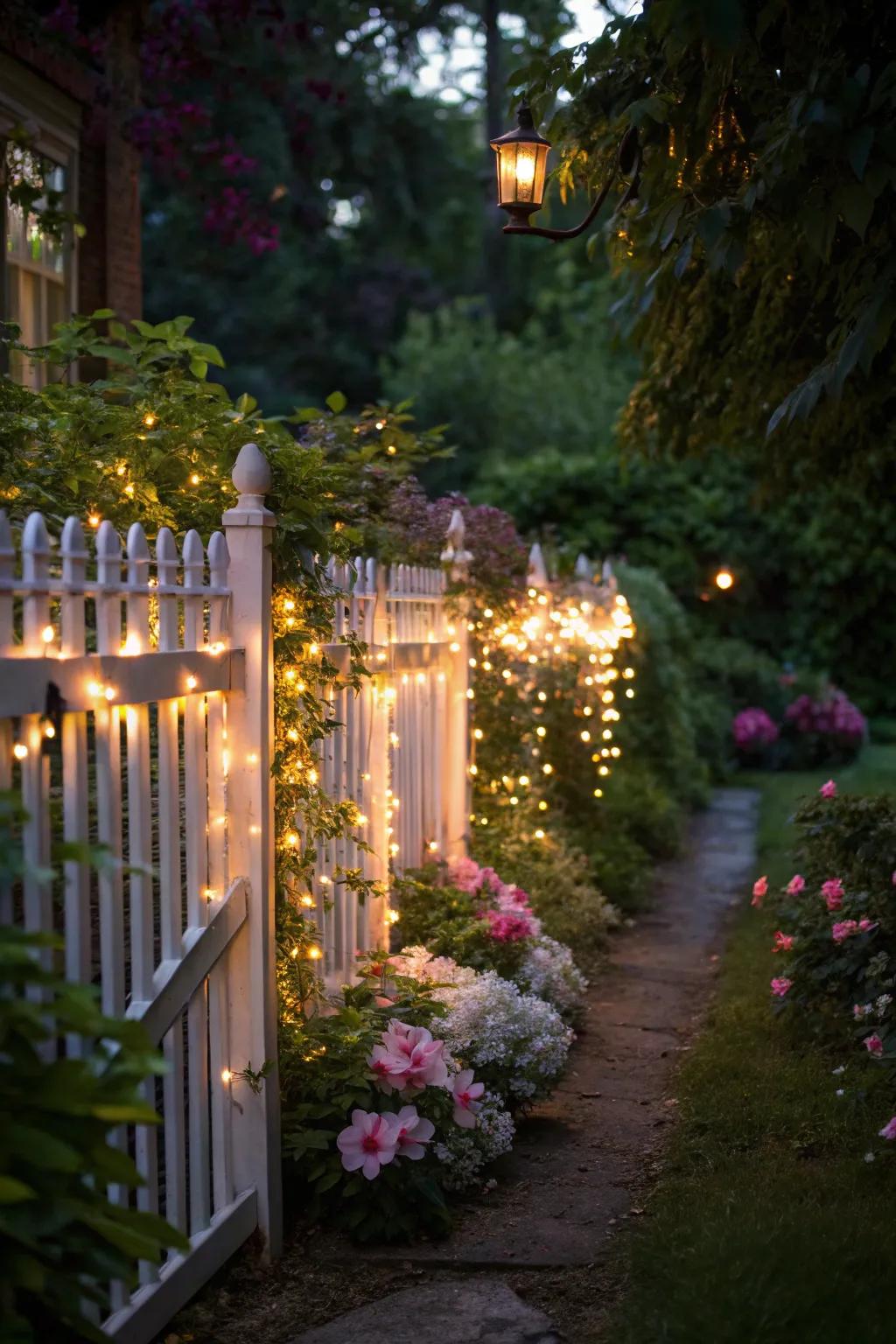 Fairy lights bring a magical glow to your garden fence.