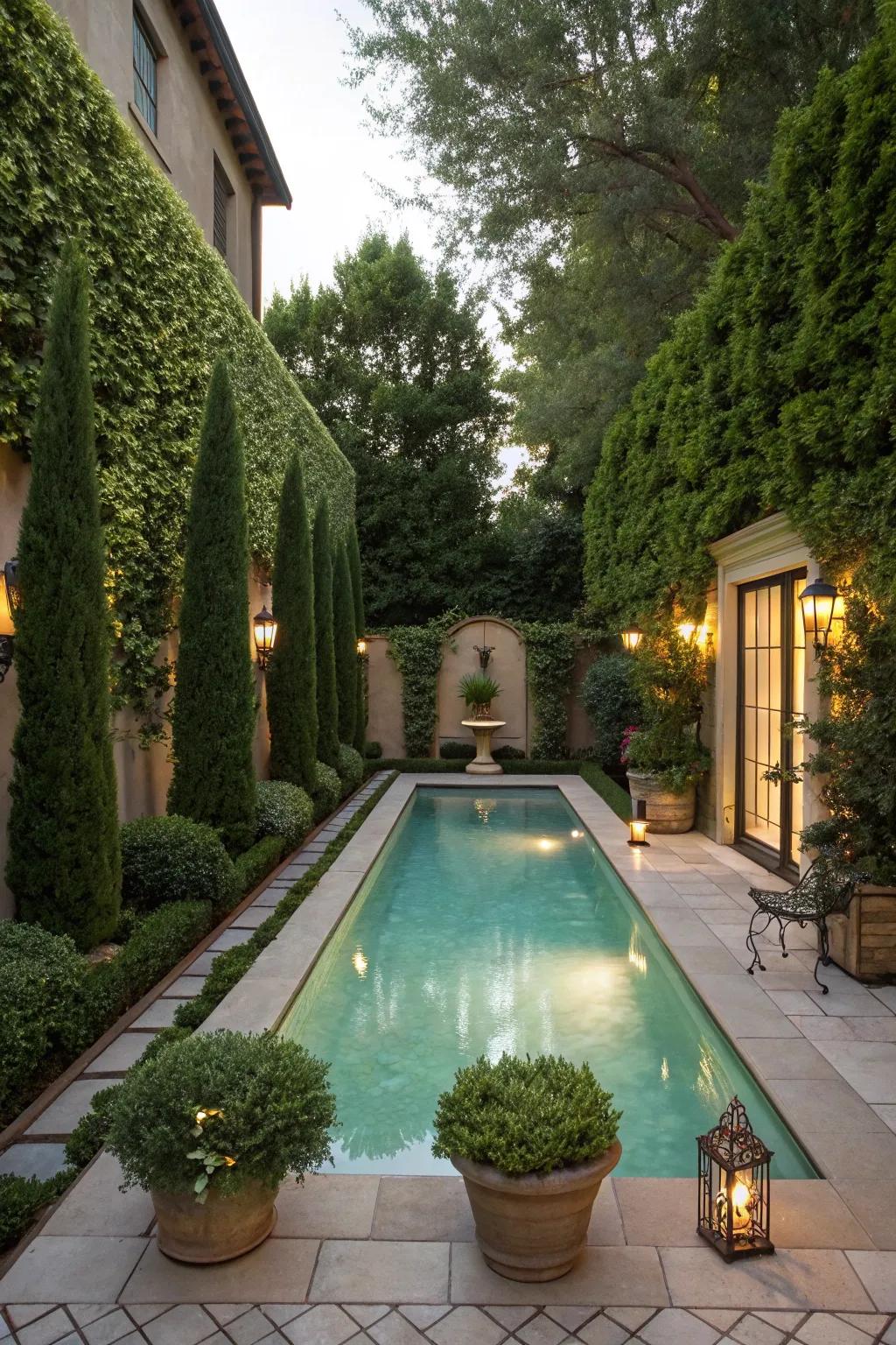 An intimate pool design offers a personal sanctuary.