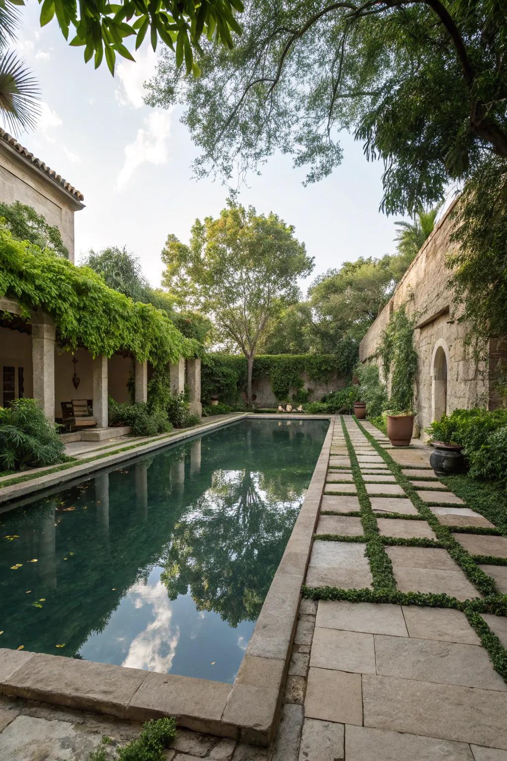 Embrace serenity with a Zen-inspired reflective pool.