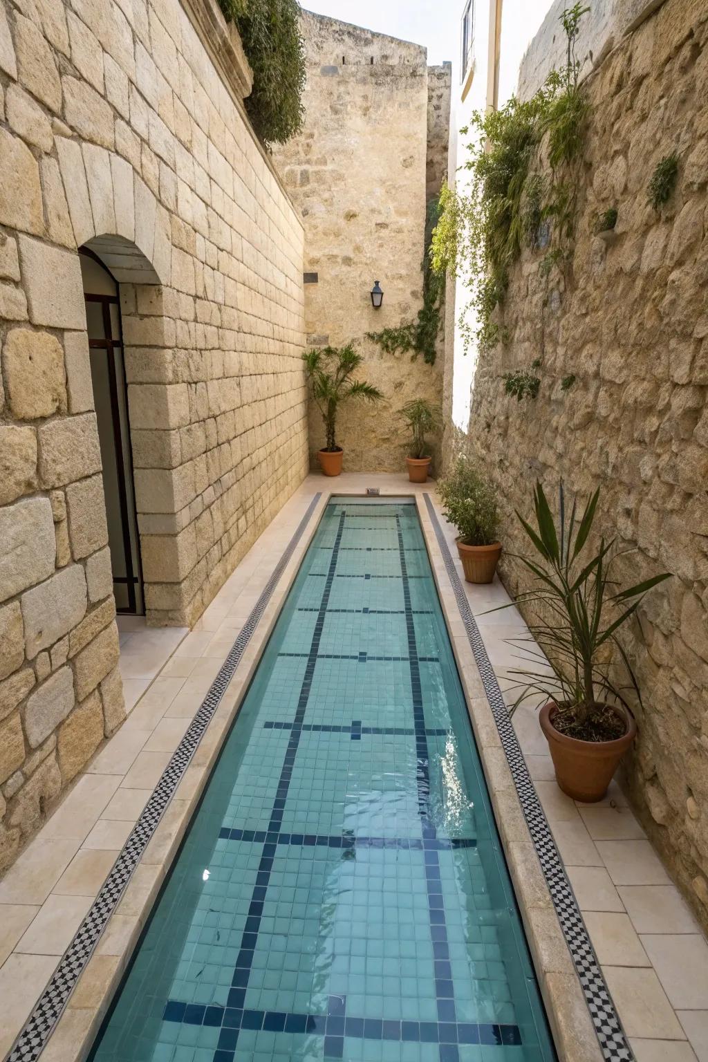 Stay fit with a stylish lap pool in your courtyard.