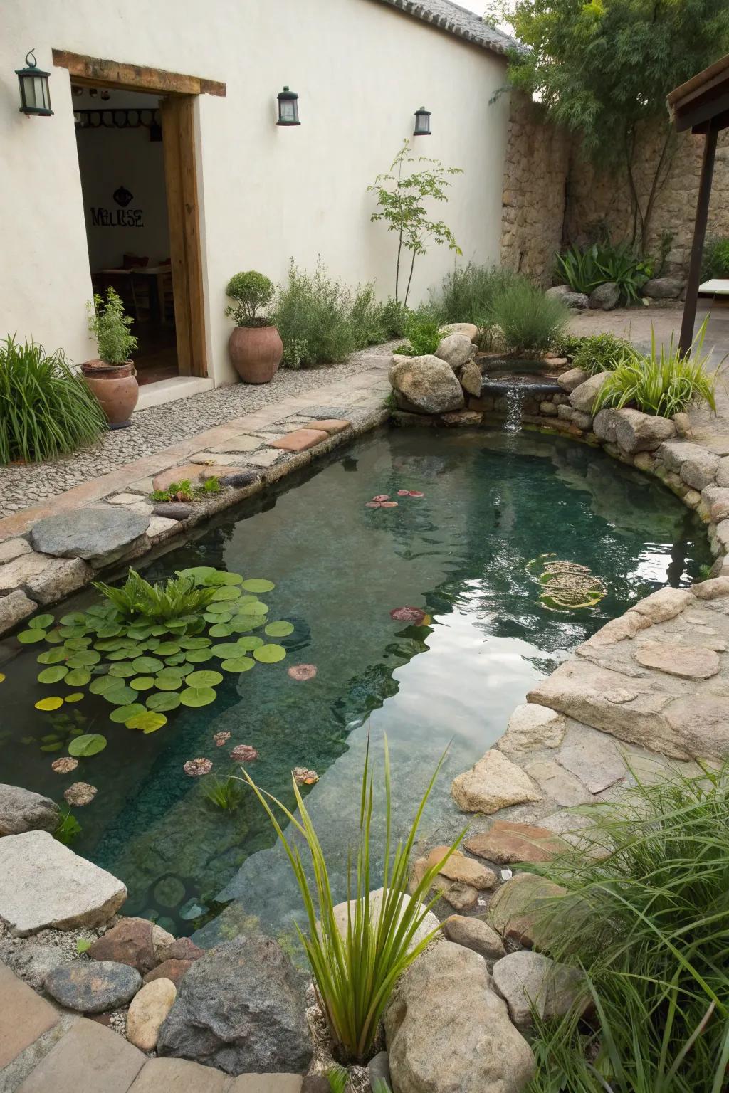 Experience nature's touch with an eco-friendly natural pool.