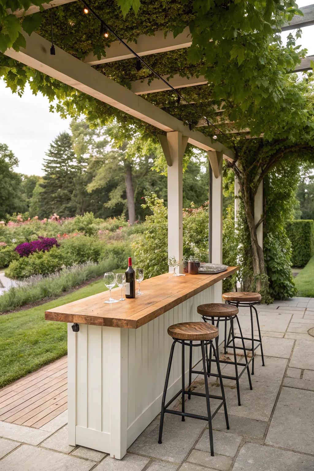 Host the ultimate gathering with a pergola bar.