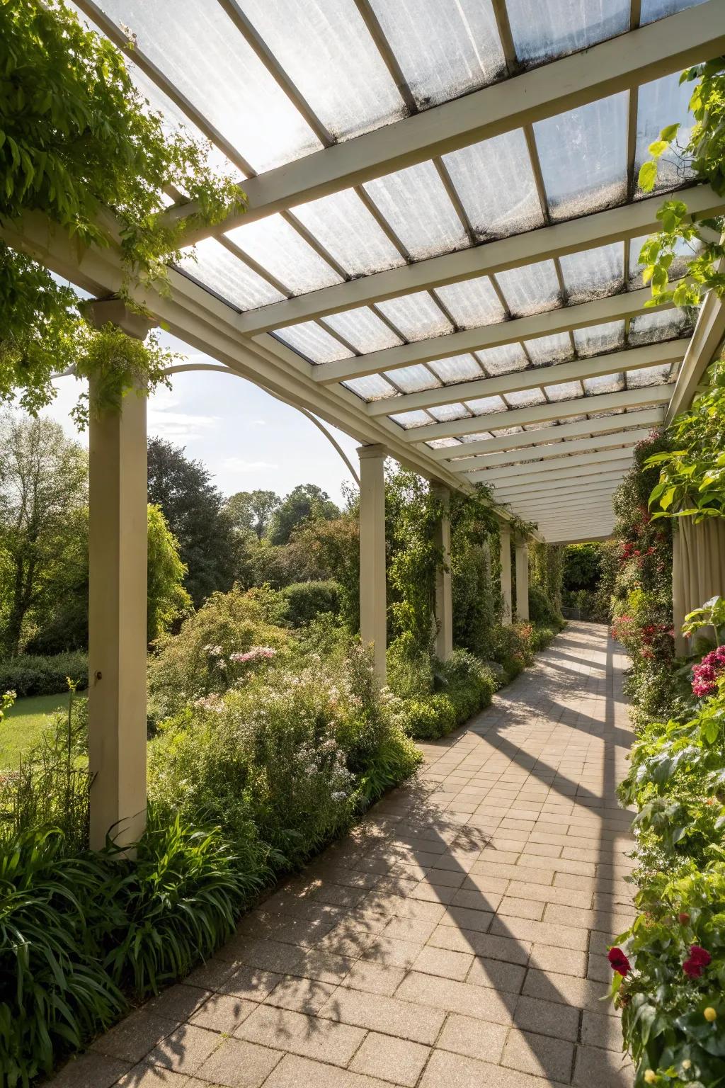 Let the light in with a clear pergola roof.