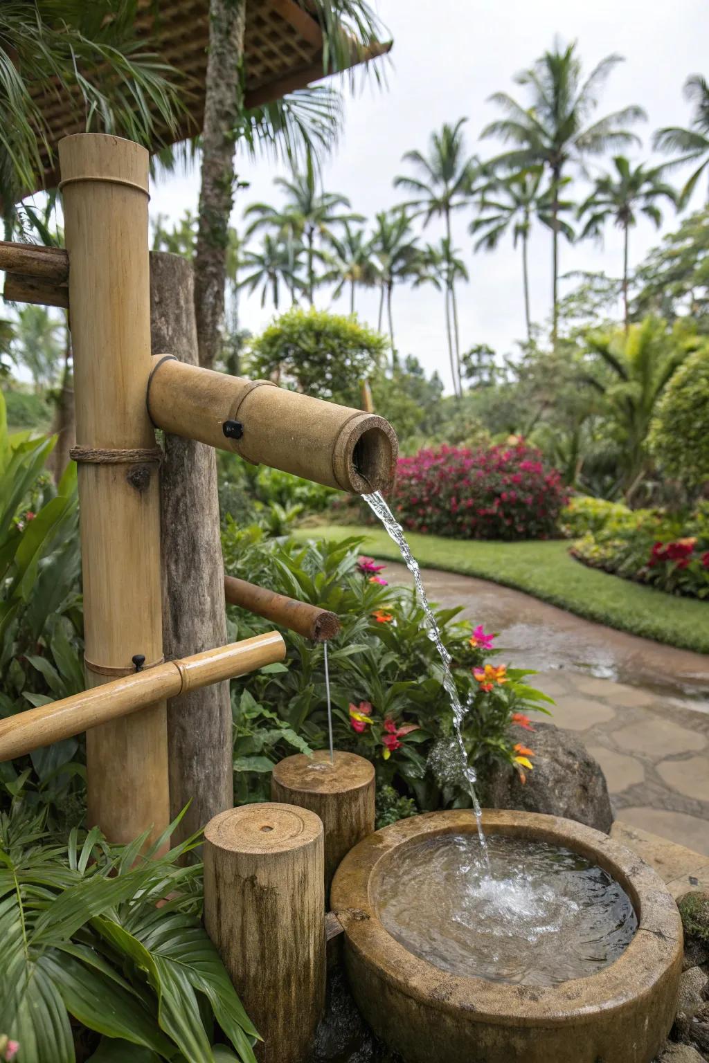 A water feature can enhance the relaxing atmosphere of your tiki paradise.
