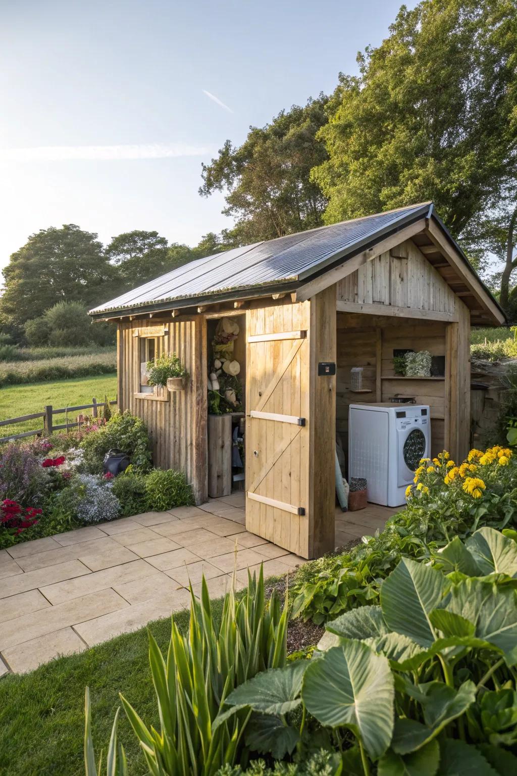 Solar-powered laundry setup for eco-conscious homeowners.