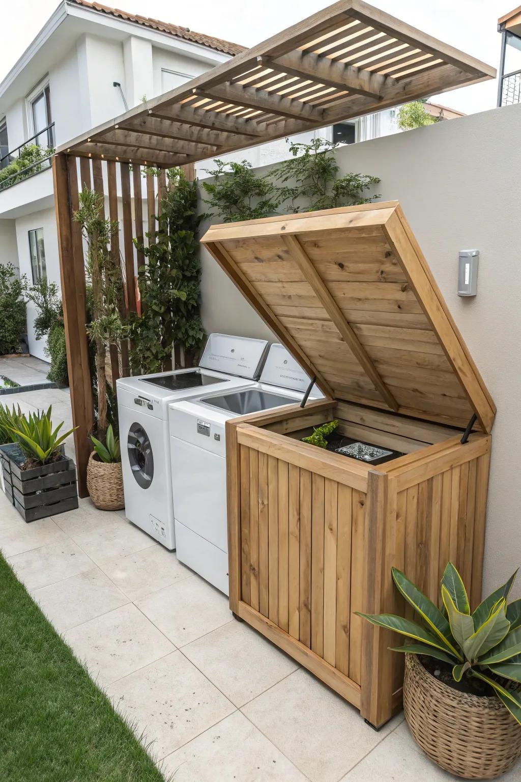 Stylish and functional folding covers for laundry machines.