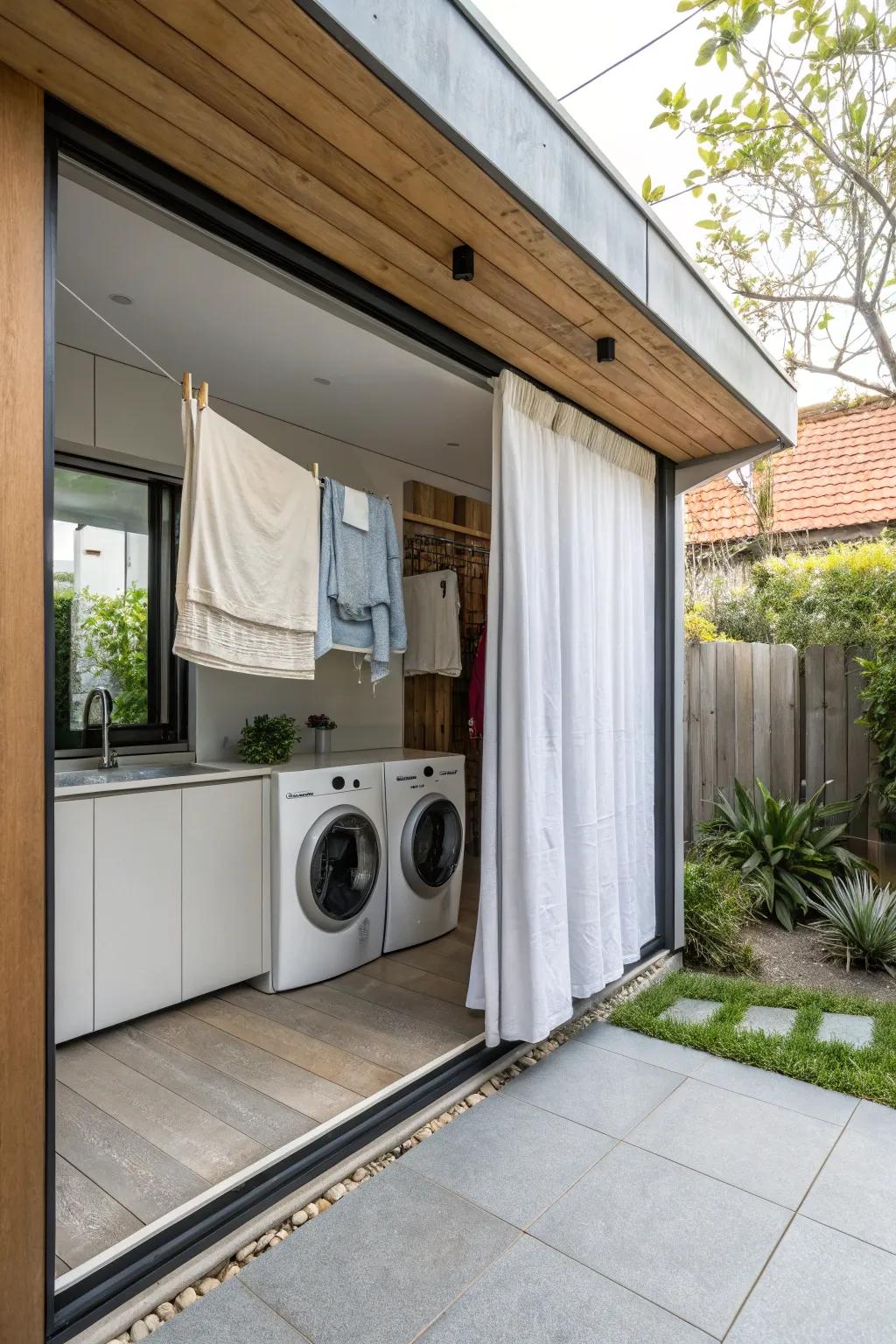 Discreet hidden hideaway for your laundry needs.