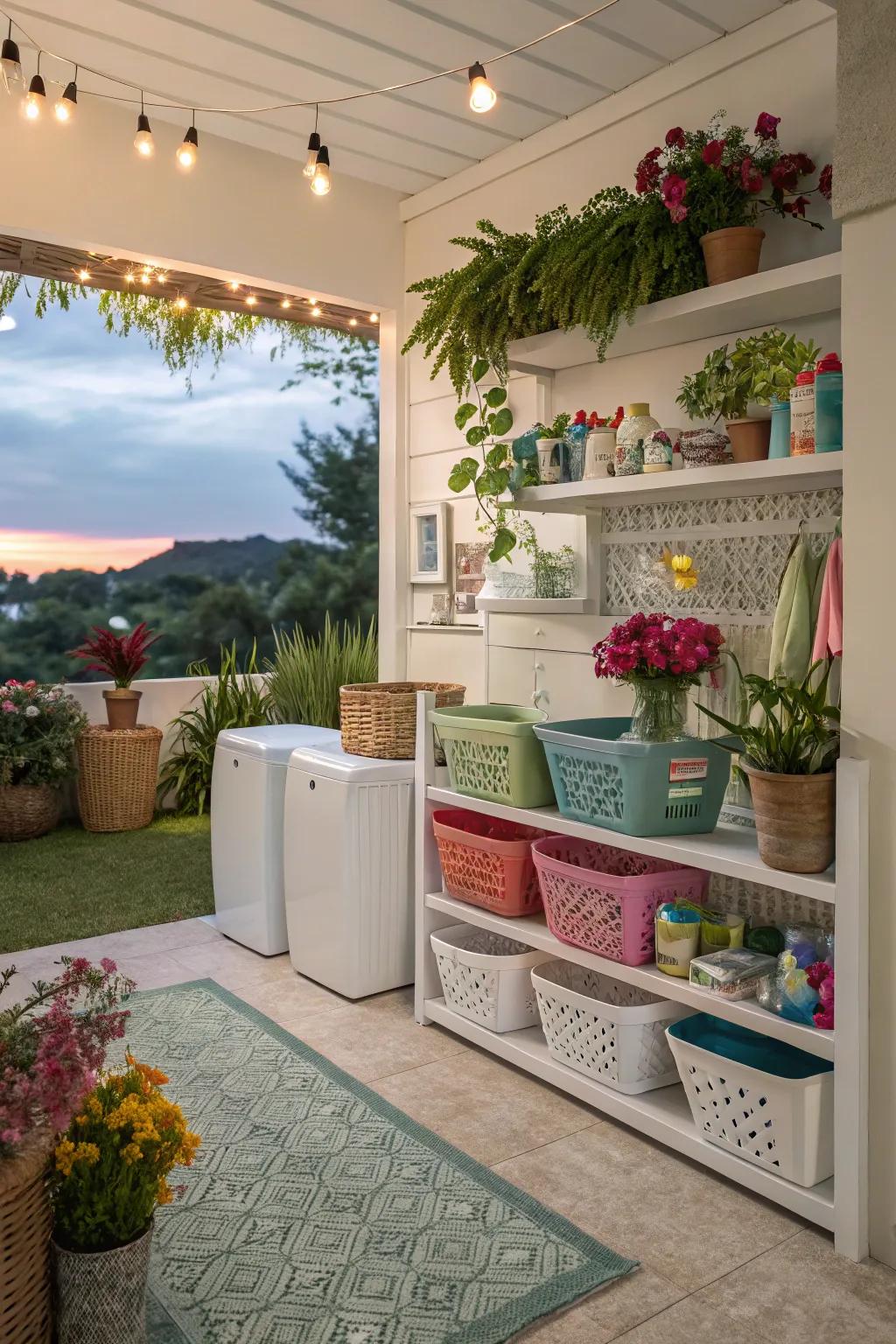 Enhance your laundry space with decorative elements.