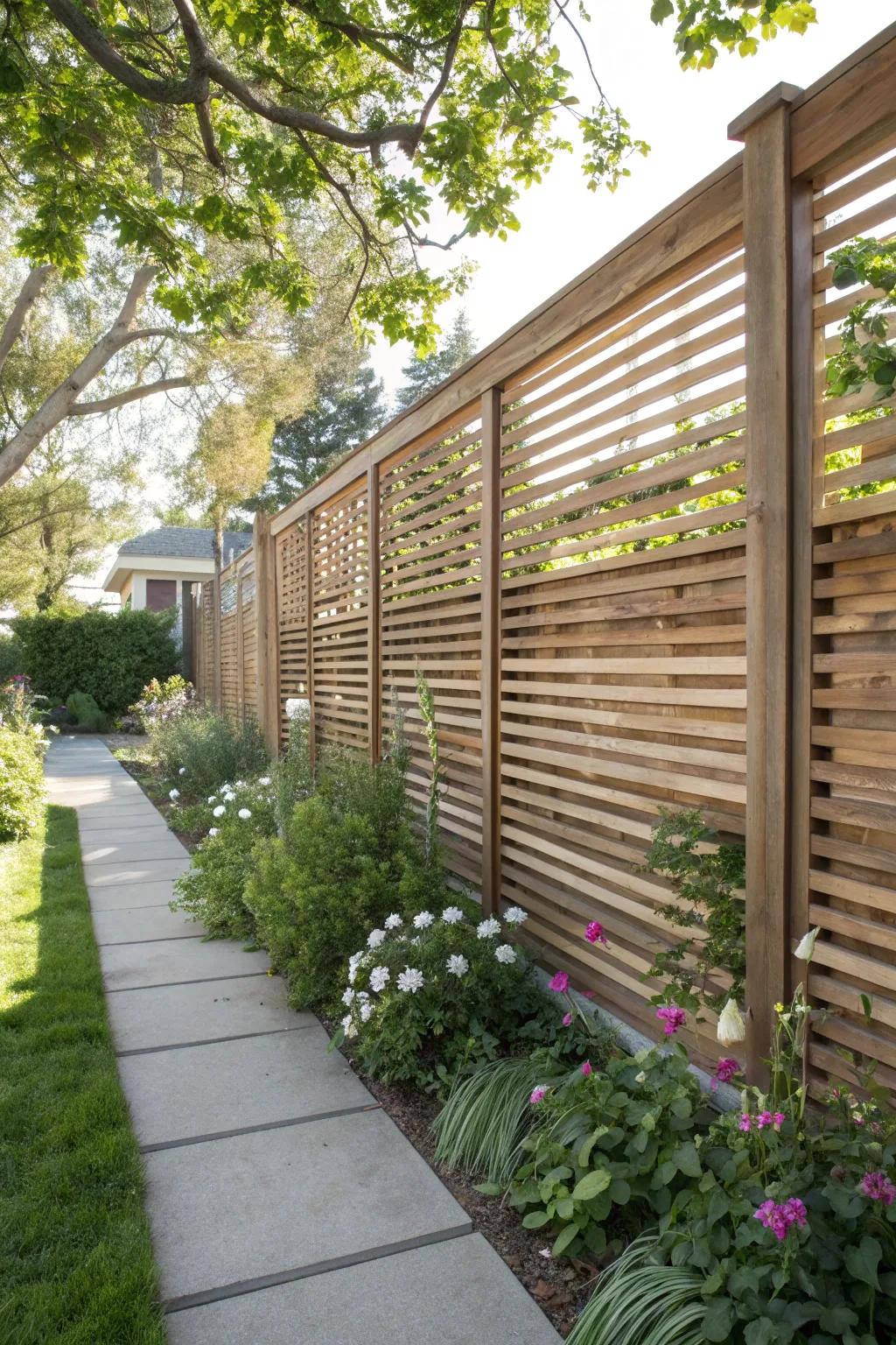 Louvered fences offer flexibility in light and privacy control.