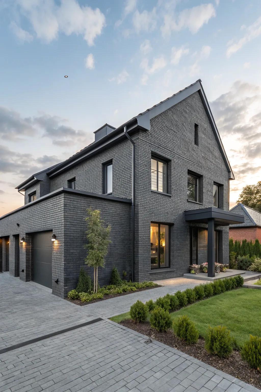 Charcoal paint provides a sleek, modern facade.