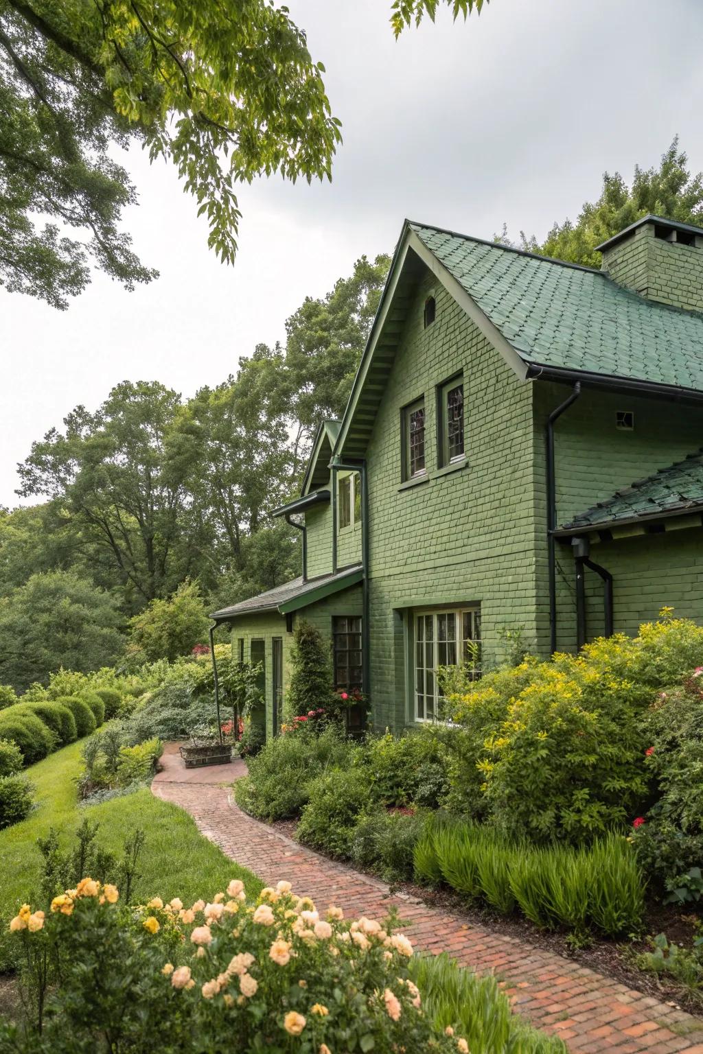 Olive green seamlessly integrates with natural surroundings.