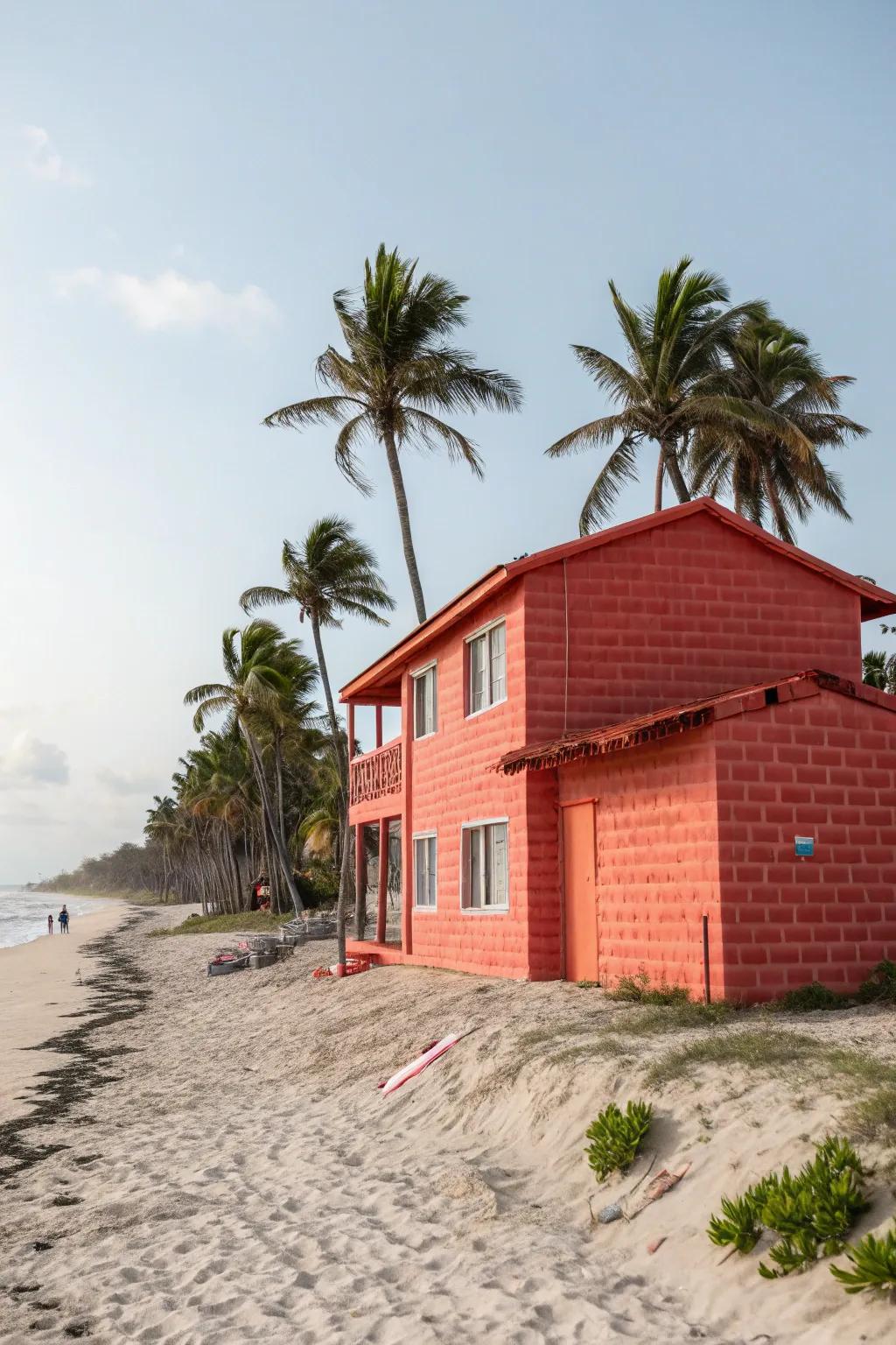 Coral paint adds a charming coastal vibe.