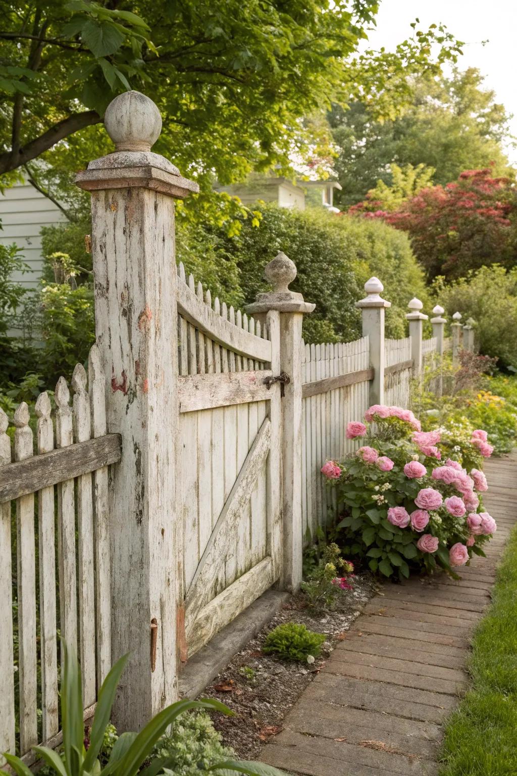 Add timeless charm with a vintage whitewash fence.