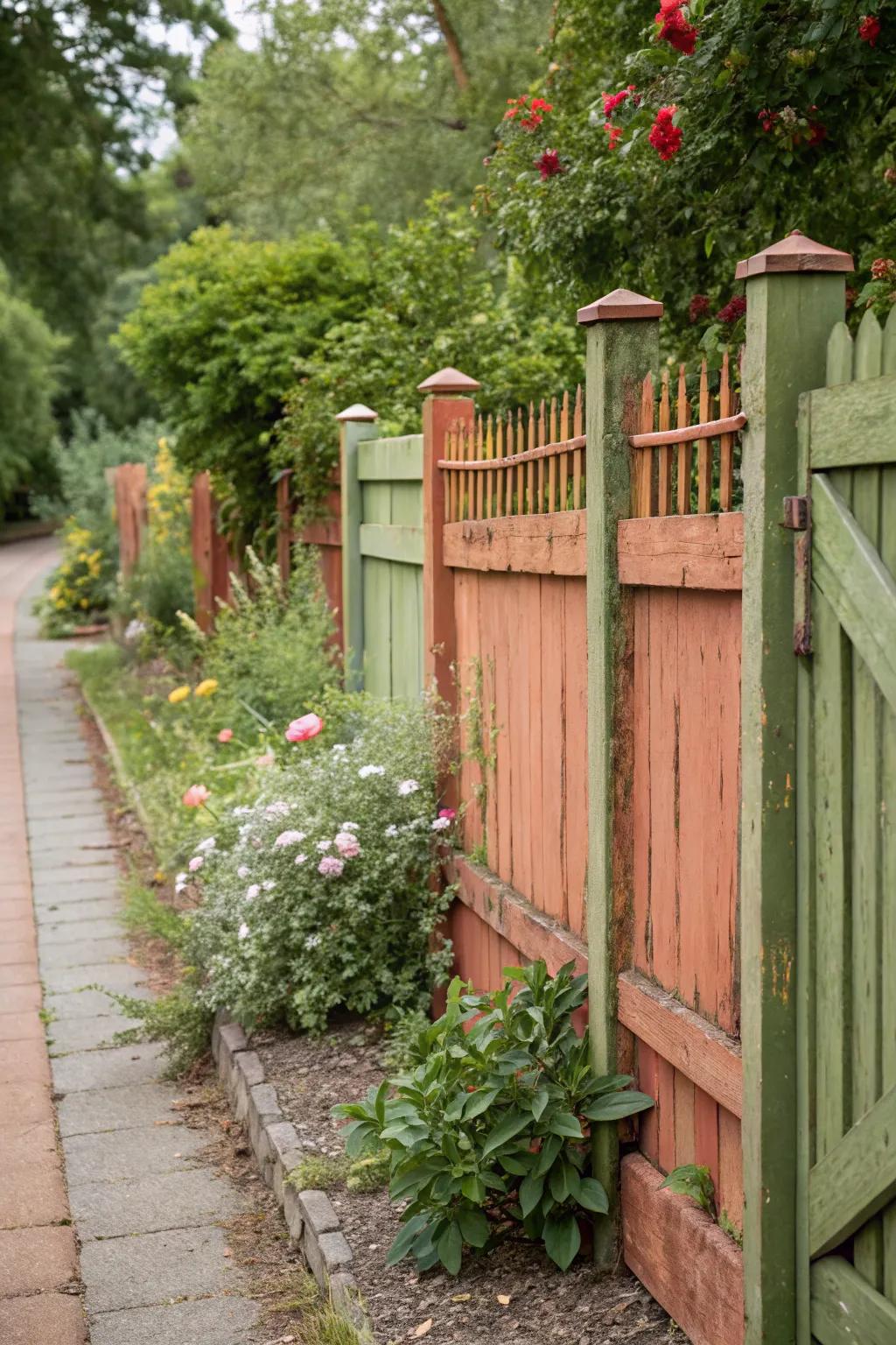 Blend your fence into nature with rustic earth tones.