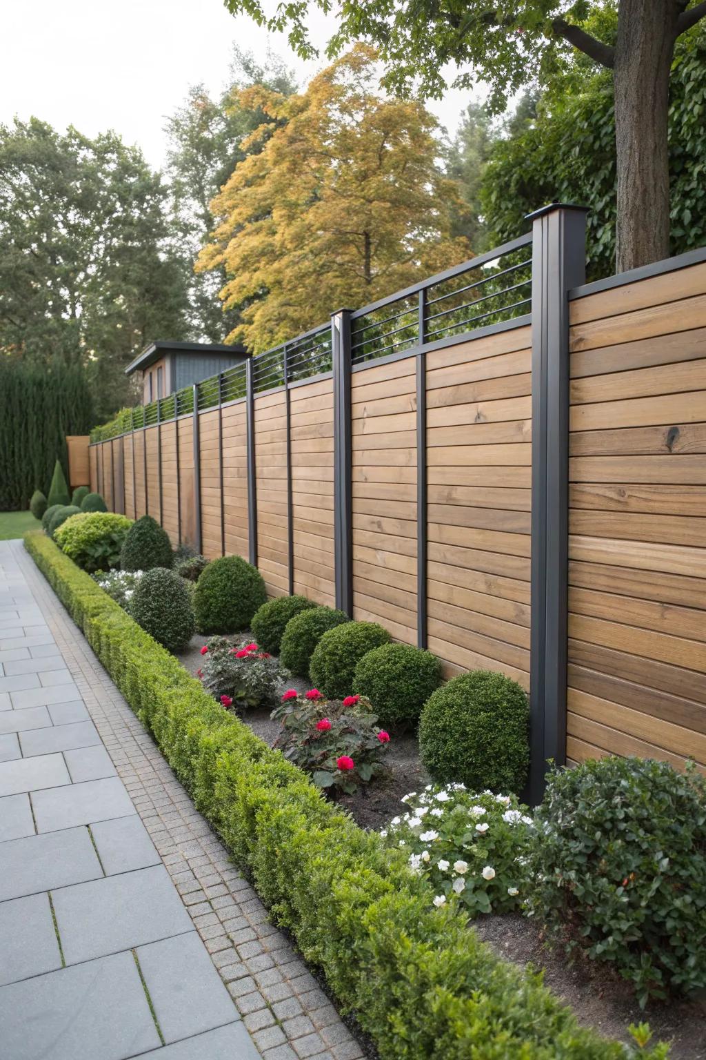 Create depth with a metallic and matte fusion fence.