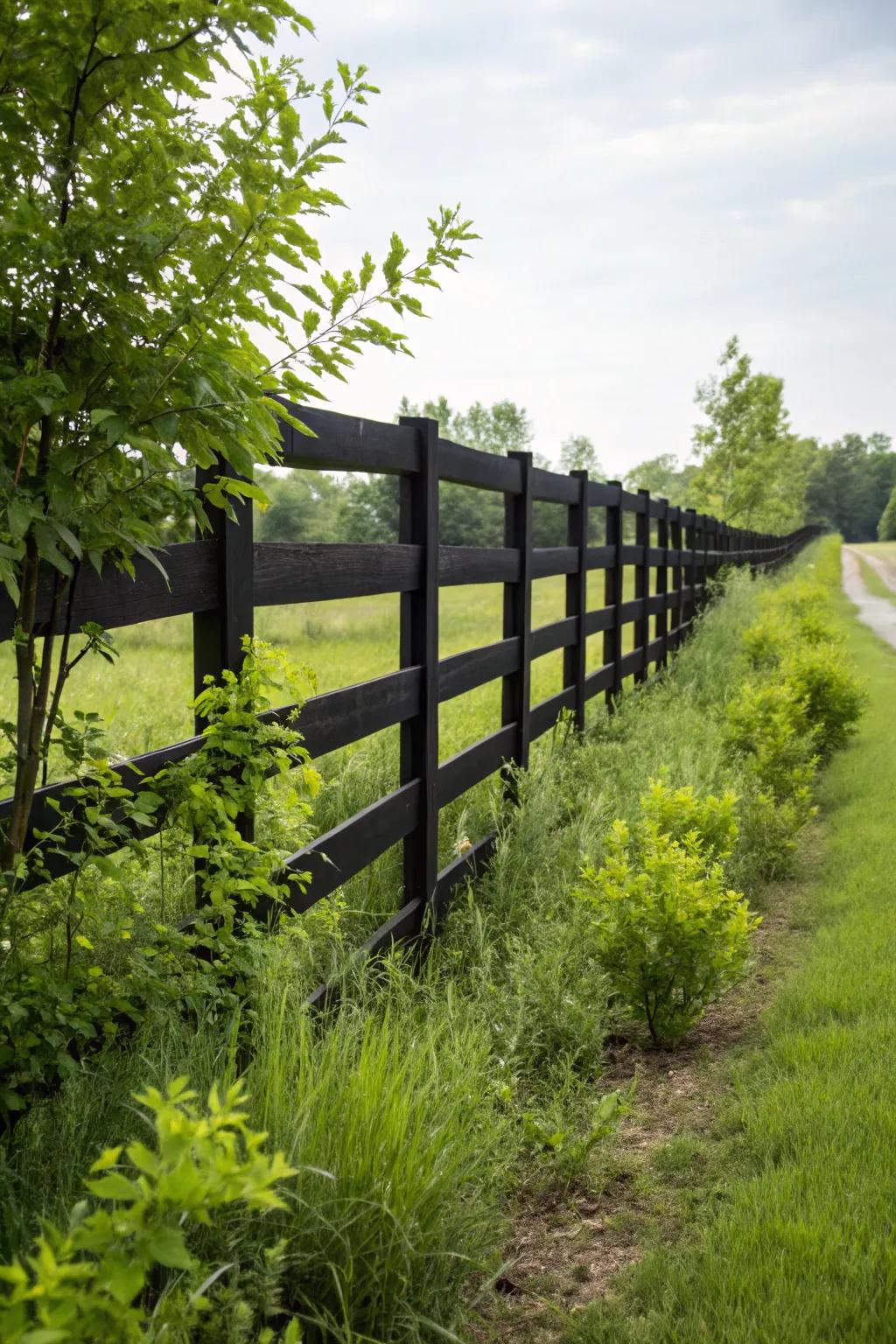 Achieve modern elegance with a dramatic black fence.