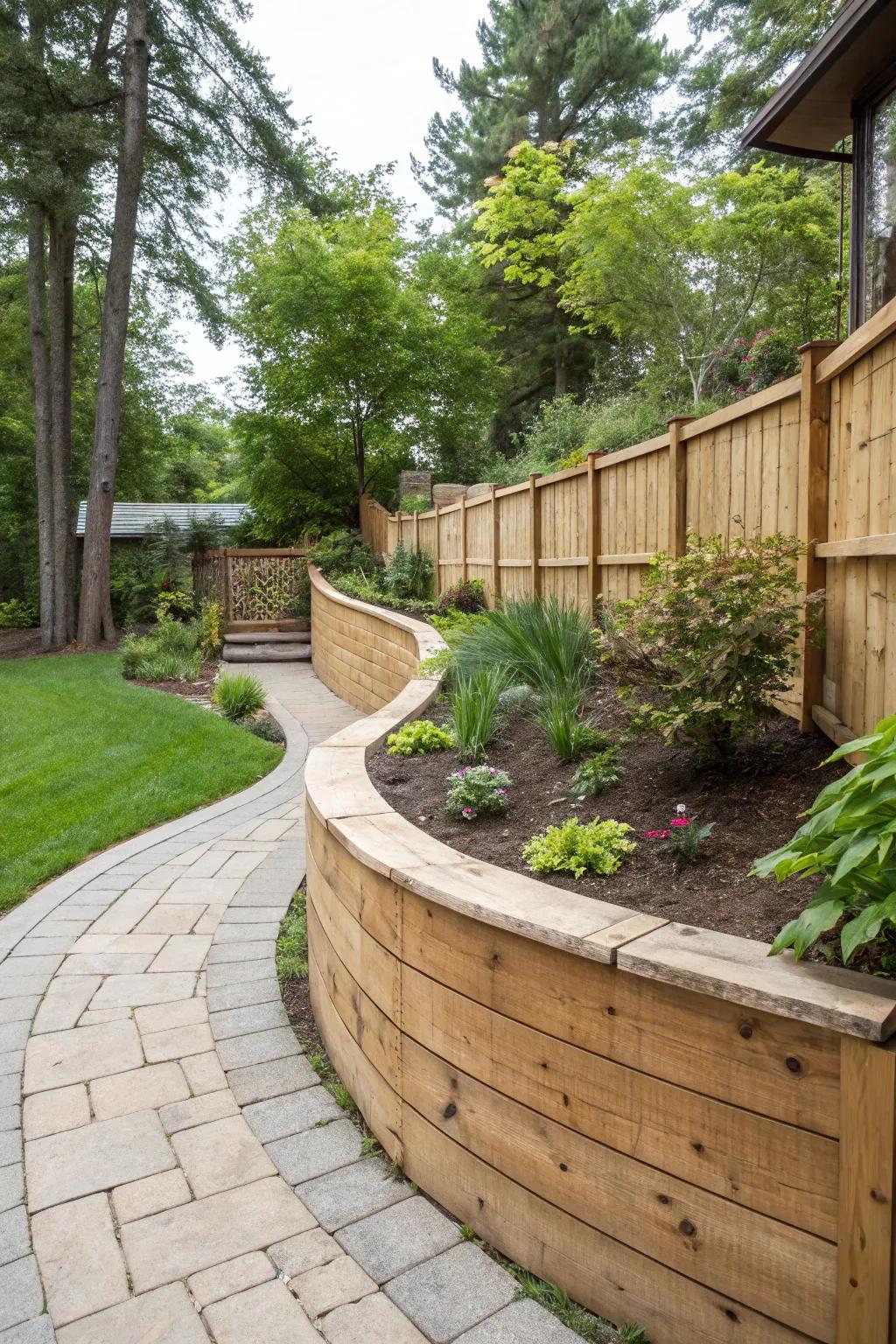 The warm hues of wood add a welcoming vibe to any garden.