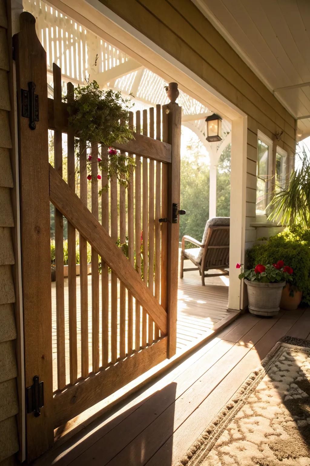 Enjoy privacy and light with a peek-through slat design.