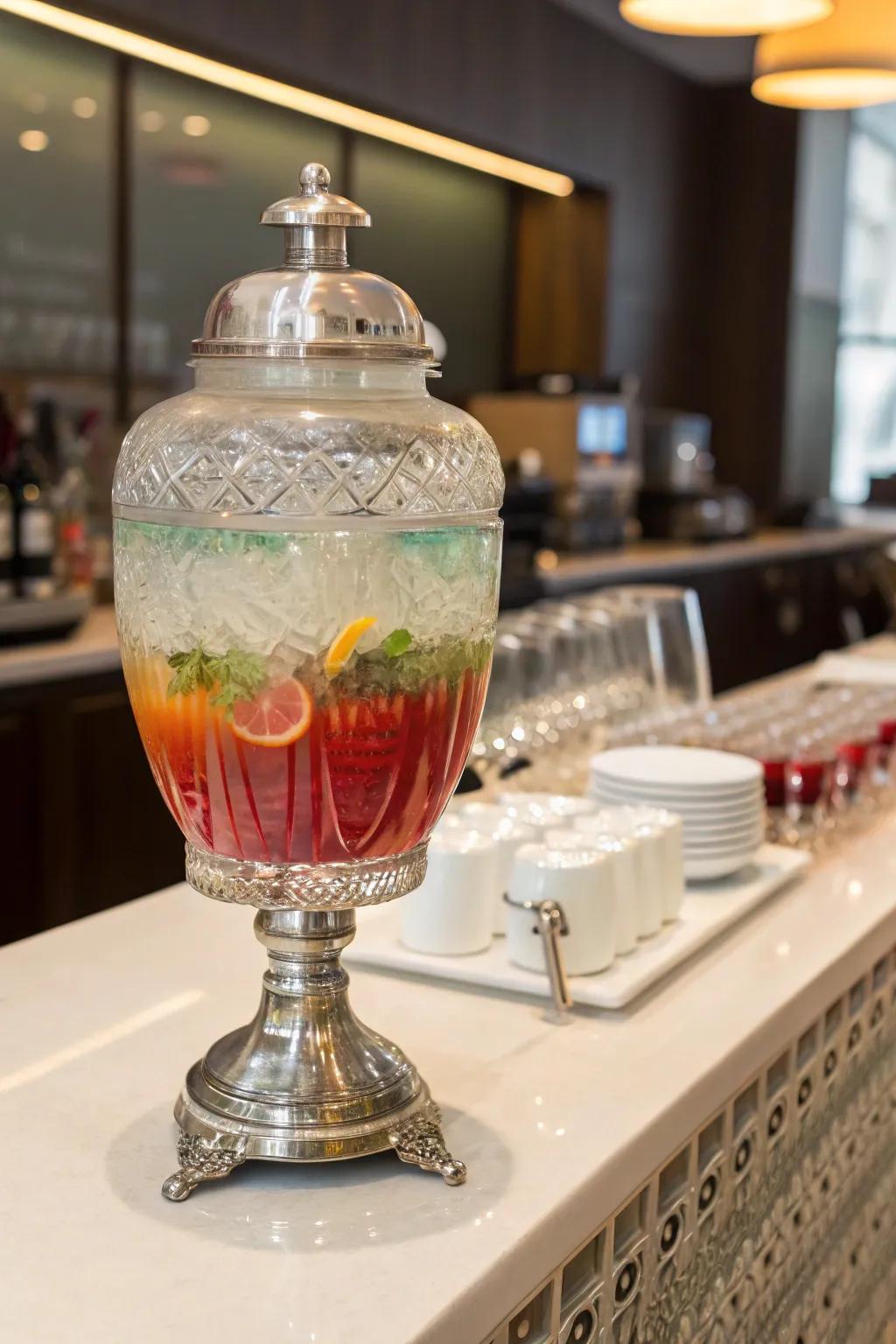 Serve refreshments in style with a decorative drink dispenser.