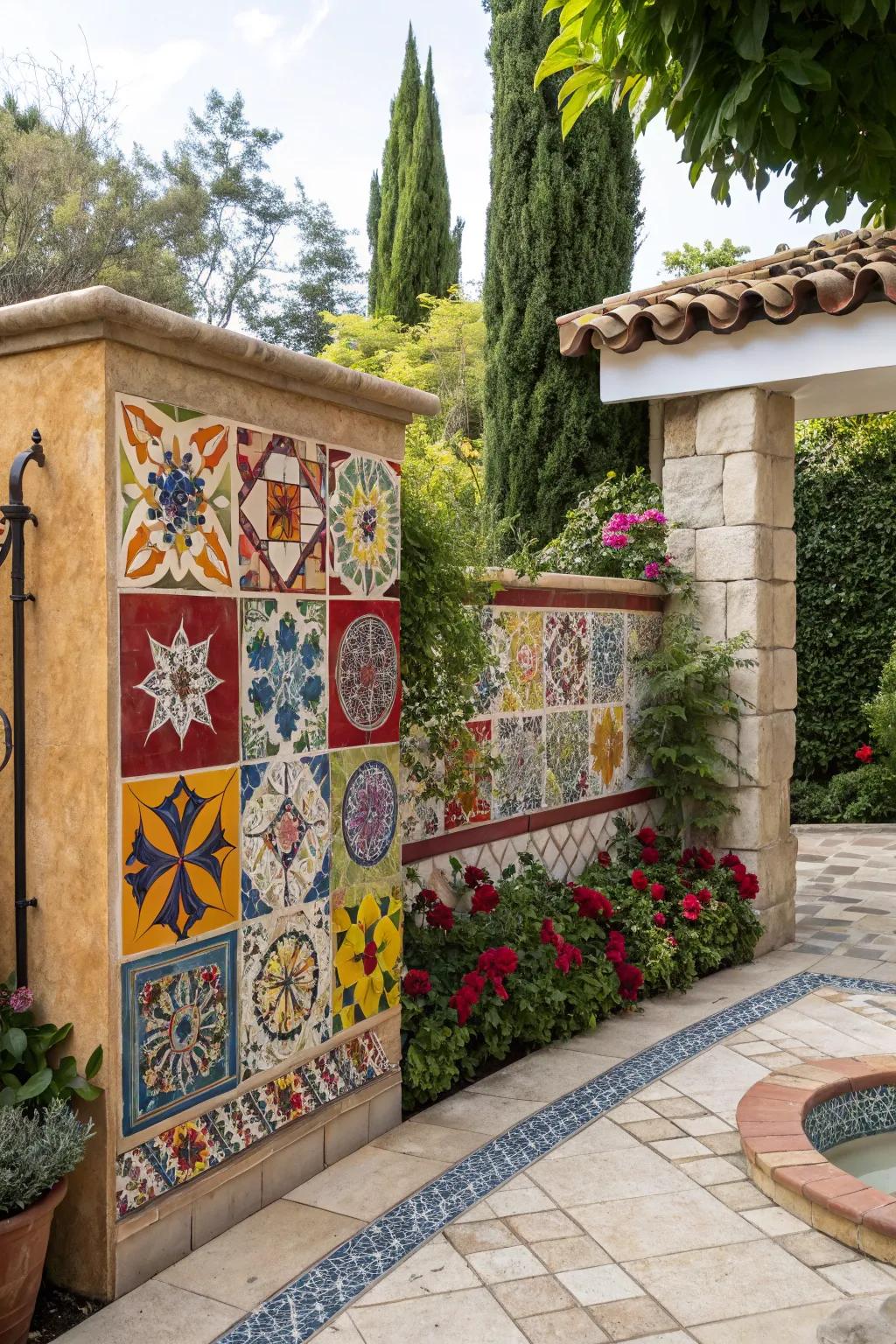 A bold accent wall creates a striking focal point in your garden.