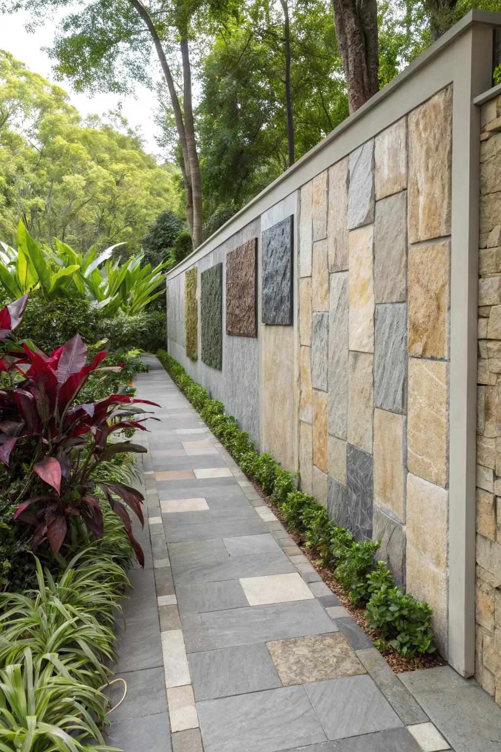 Natural stone textures add rustic charm to any outdoor setting.