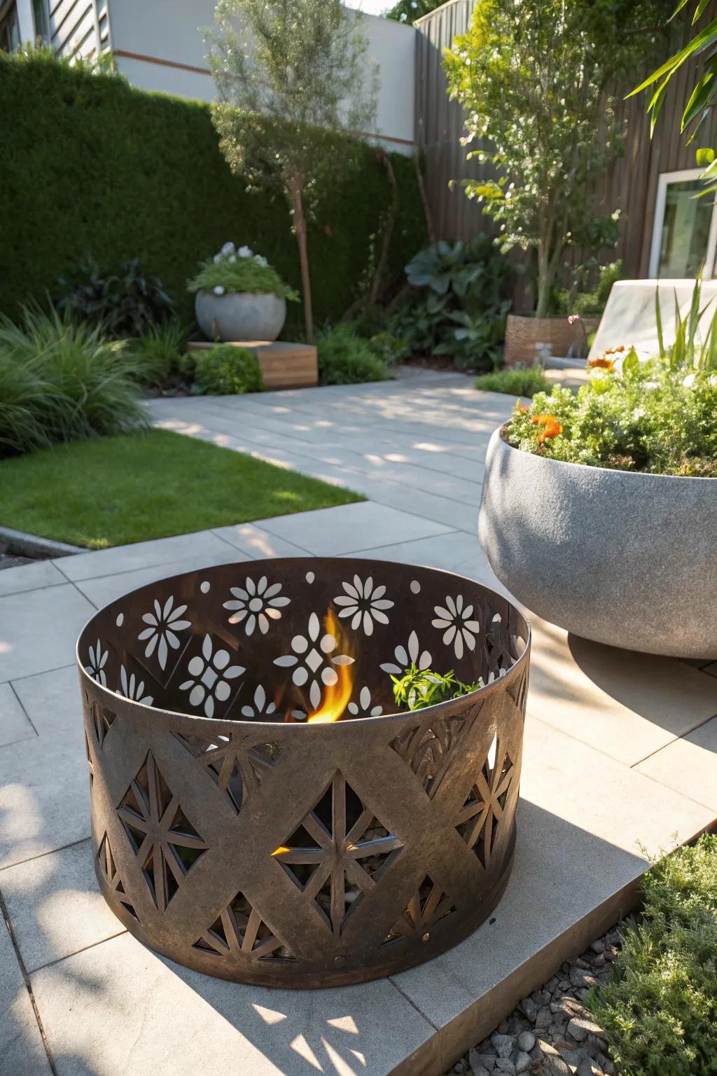 Geometric patterns elevate your fire pit to an artistic feature.