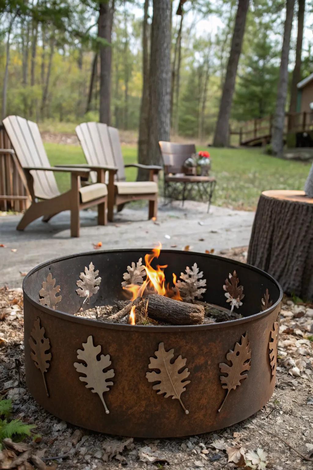 Nature-themed fire pit rings bring the essence of the outdoors to your doorstep.