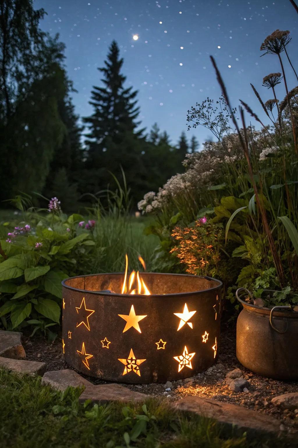 Starry night fire pits create a celestial ambiance for evening gatherings.