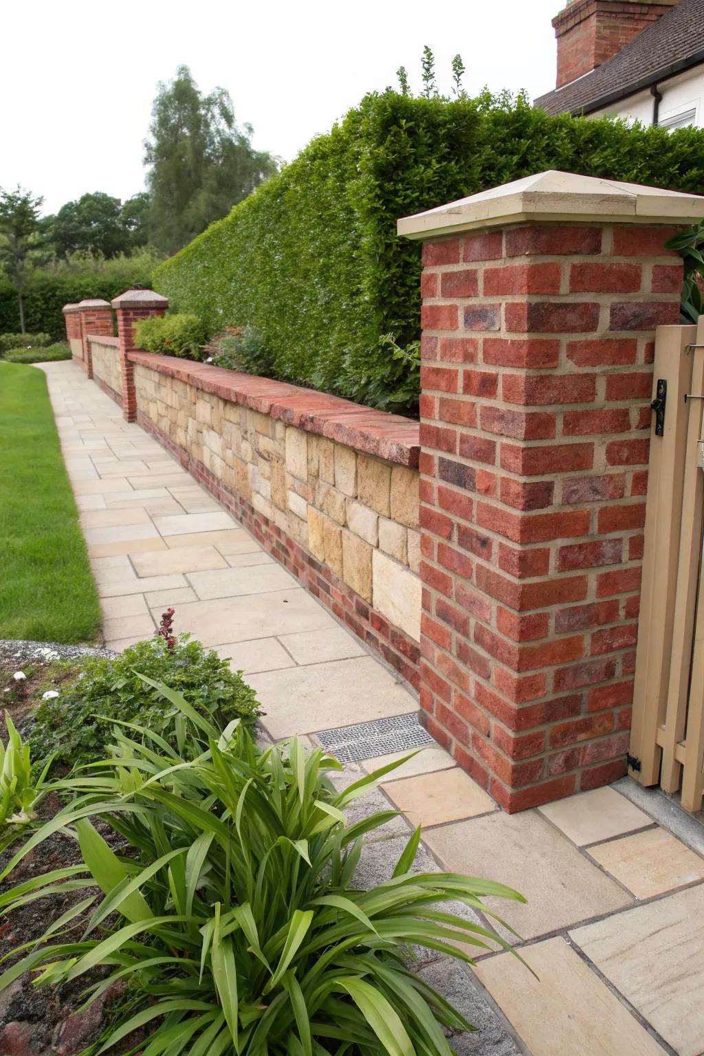 Mixed materials create striking textures.