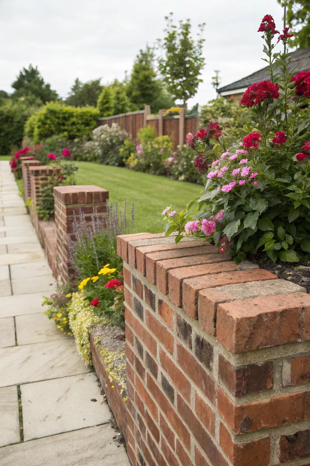 Colorful bricks bring vibrancy to garden walls.