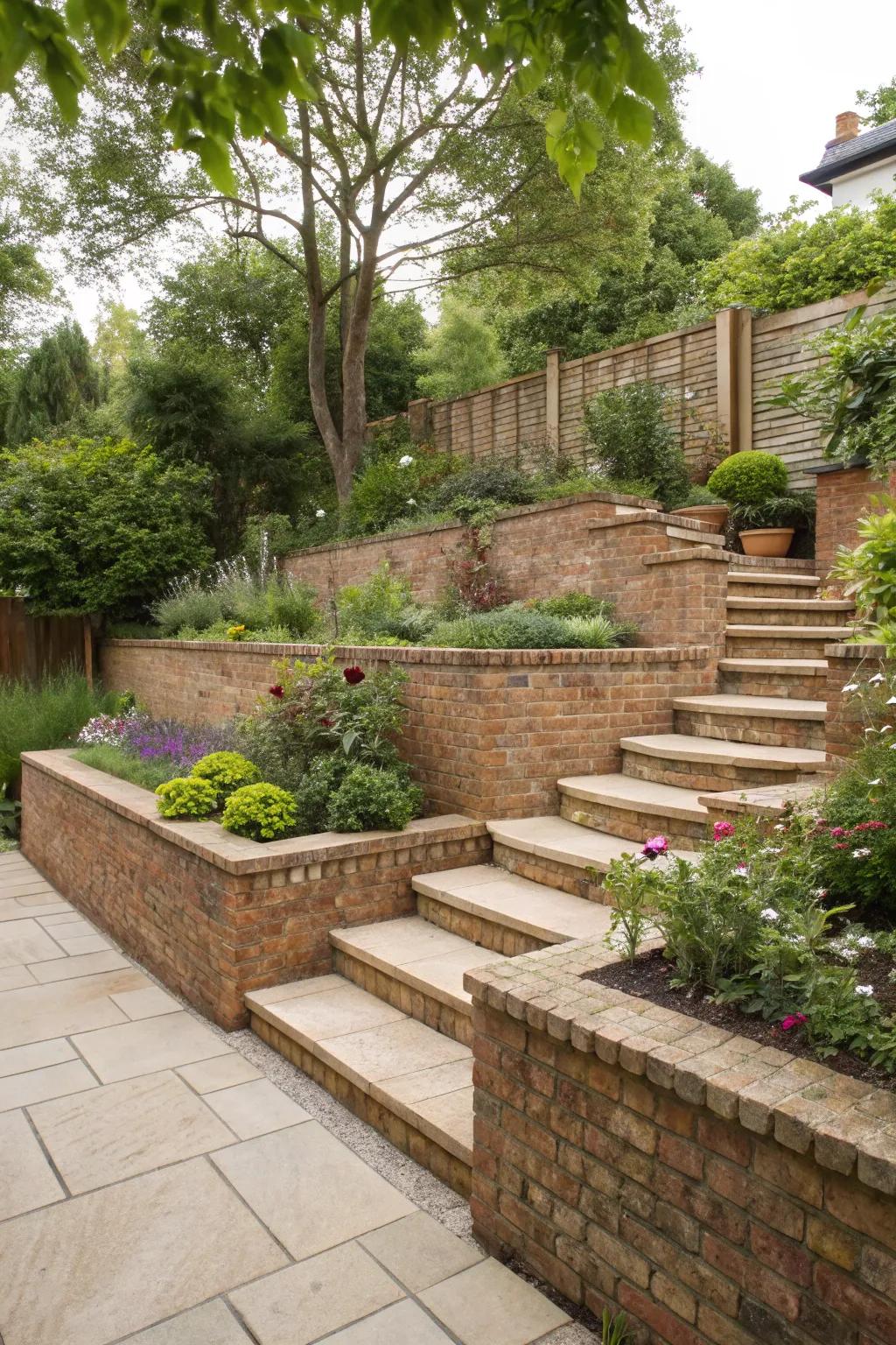 Terraced walls introduce depth and character.