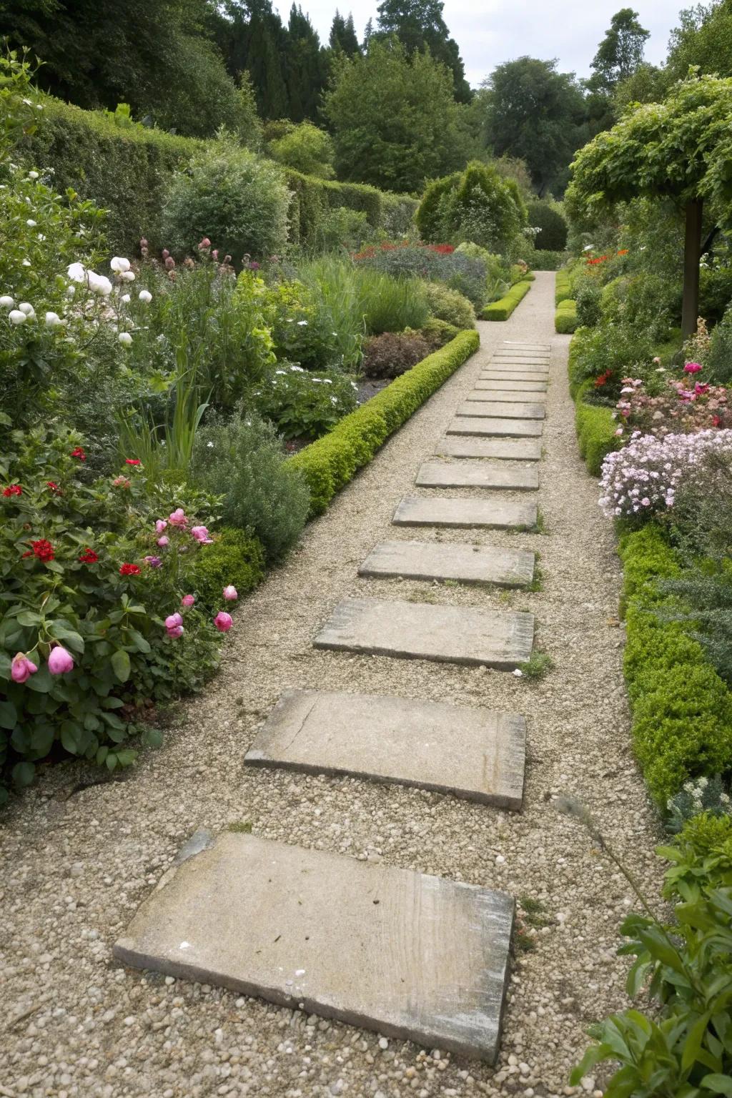 Stepping stones offering a structured yet natural garden path.