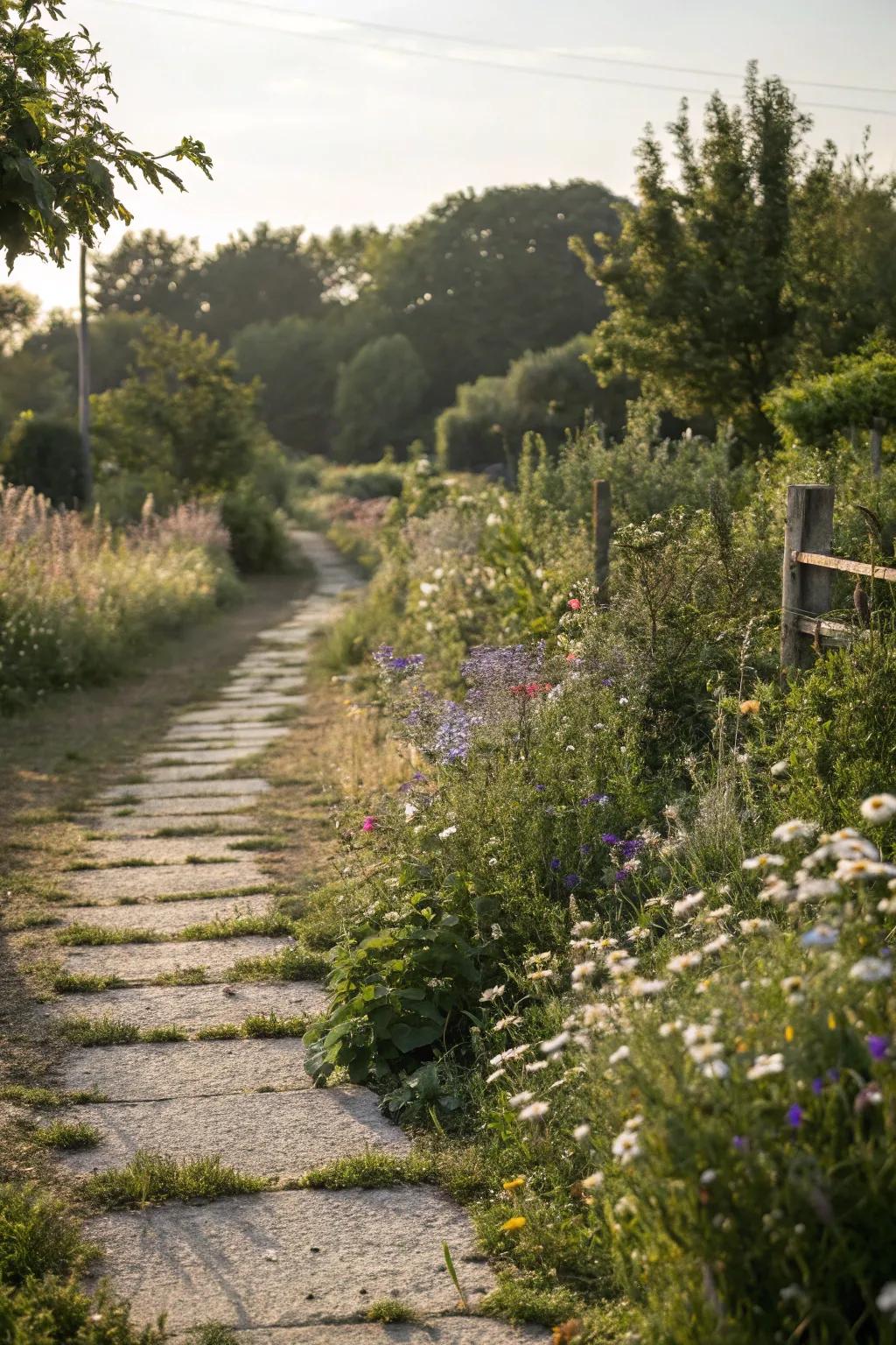 A cottage-style path full of rustic charm.