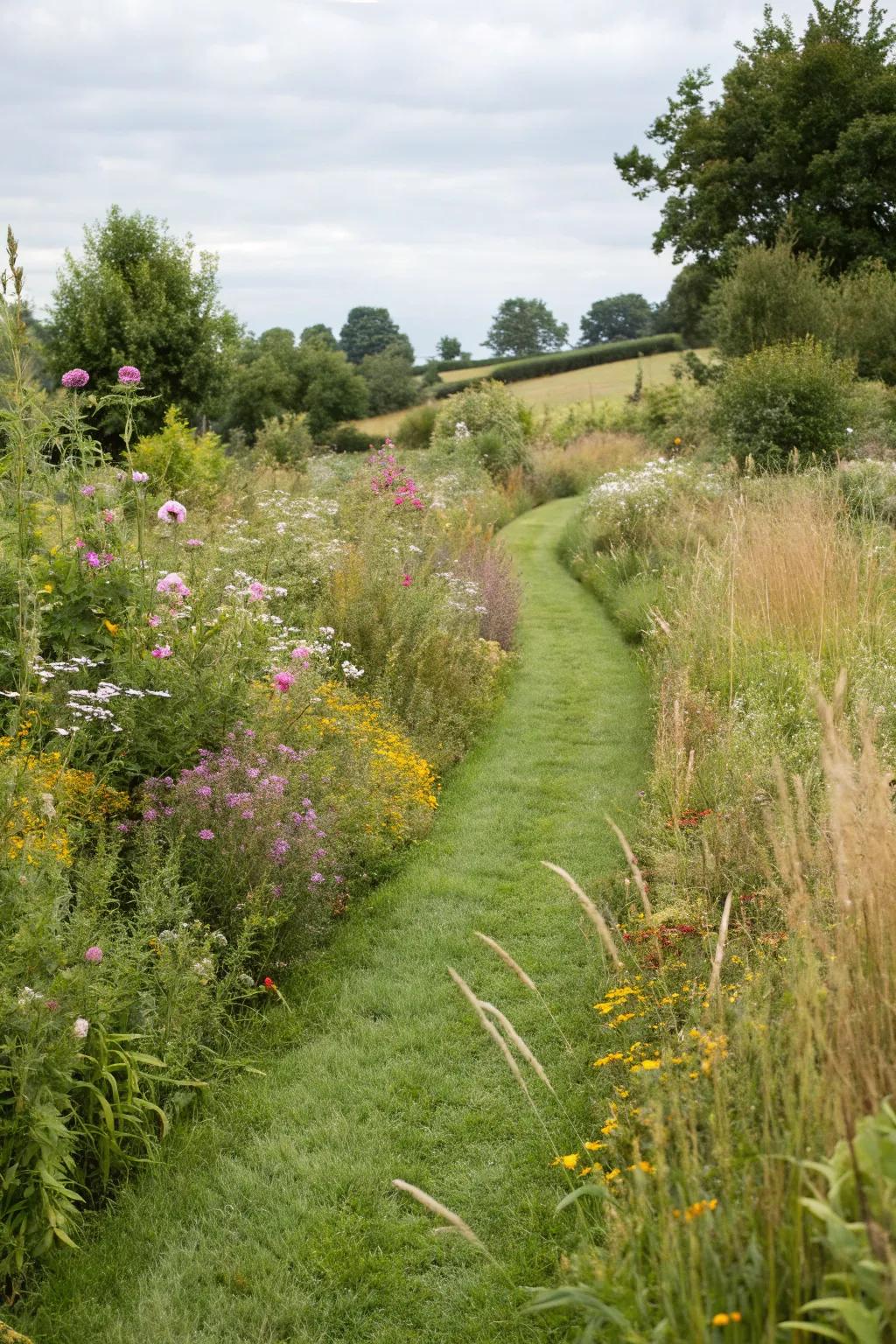 A mown path offering a natural and eco-friendly garden route.