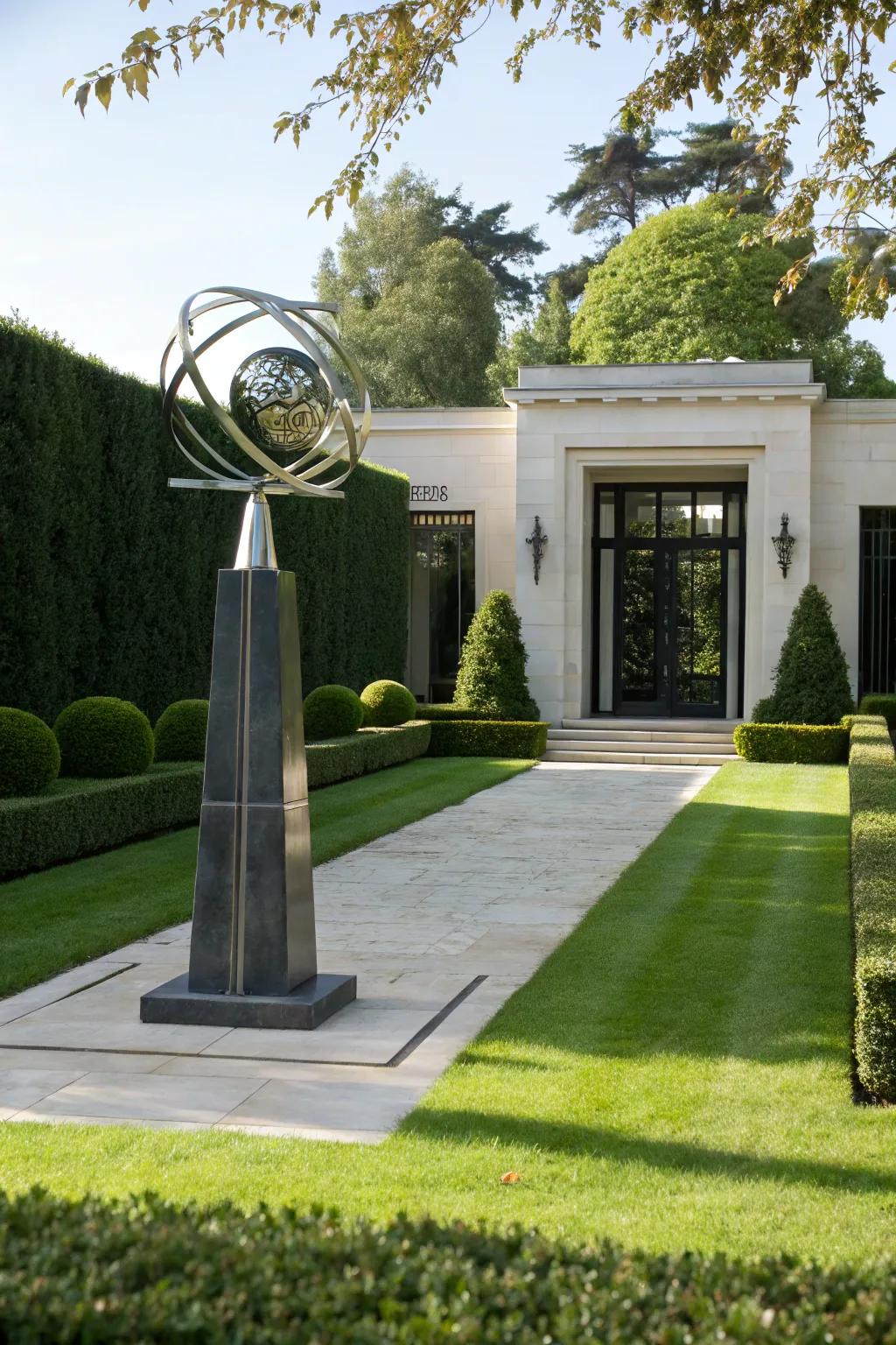 Sculptures add an artistic and personal touch.