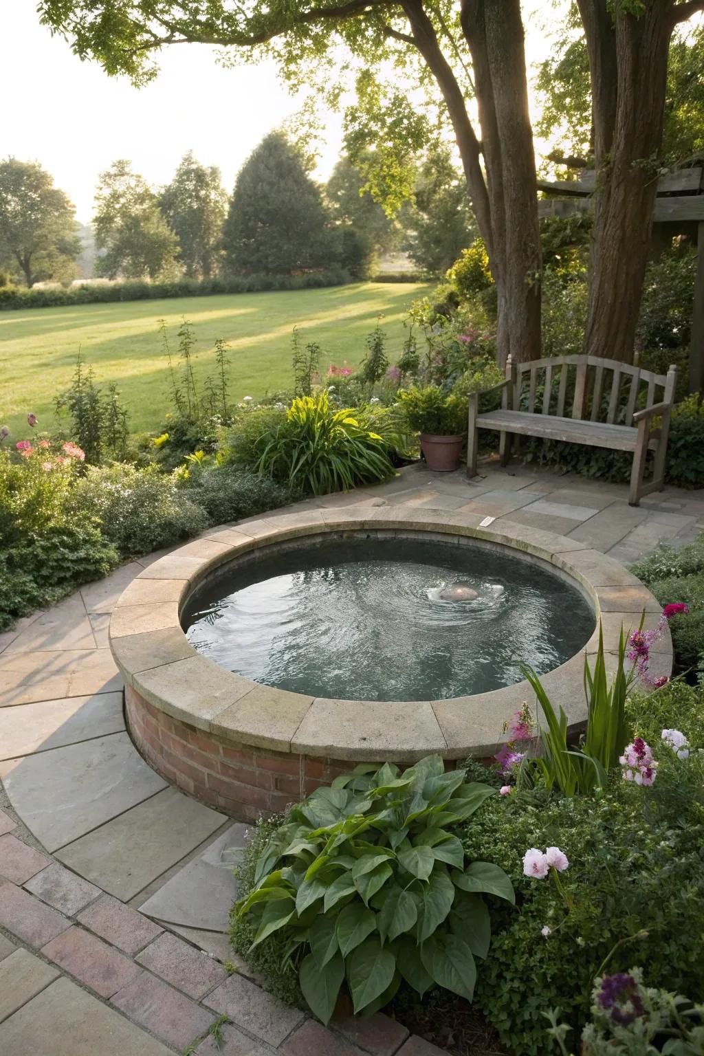 A circular dipping pool offering an intimate setting.