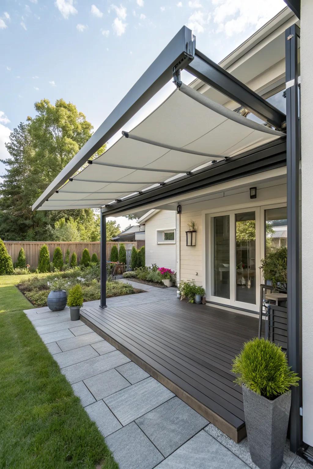 Modular awning systems offer customizable comfort and style.