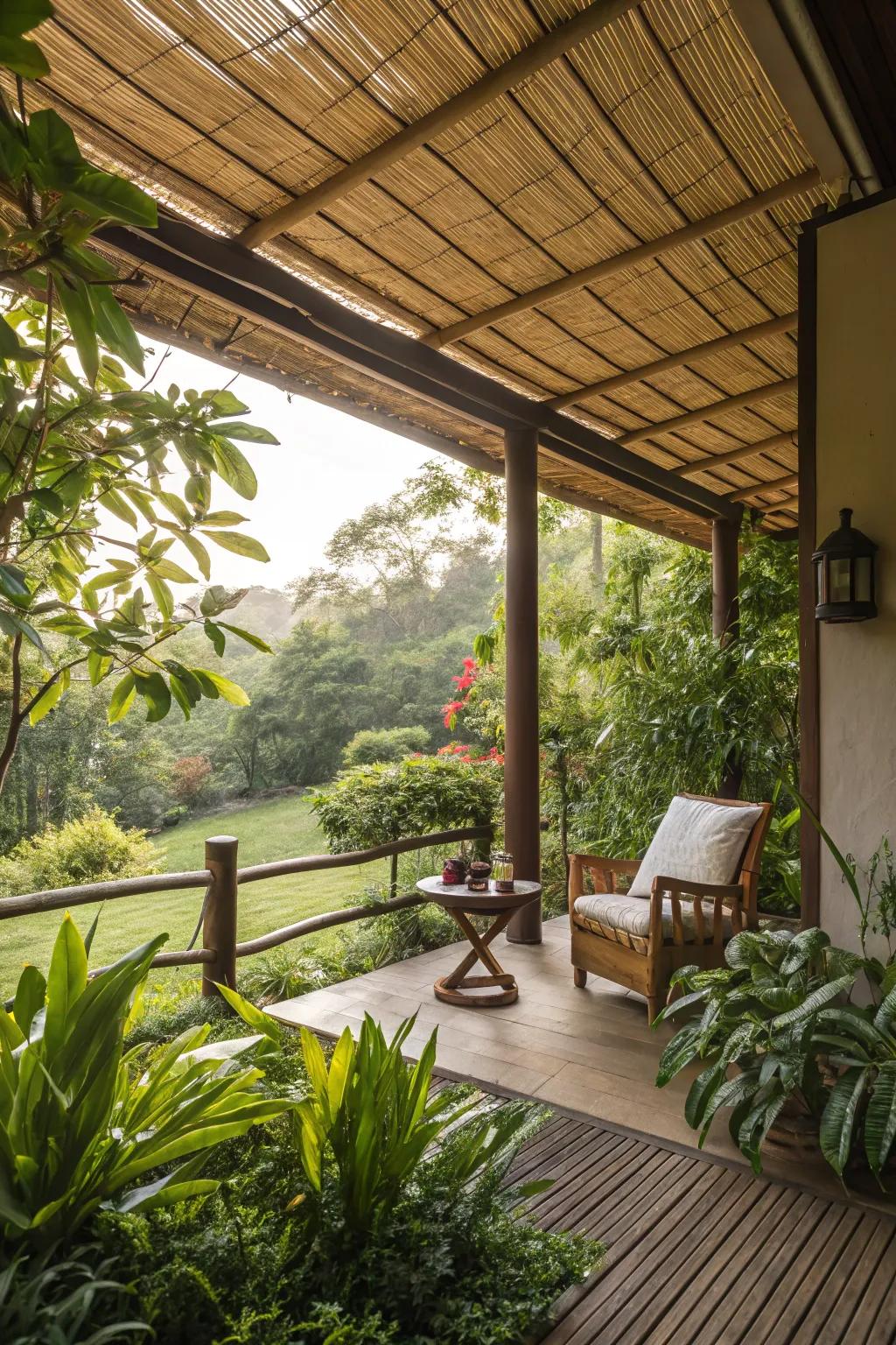 Bamboo awnings provide eco-friendly style and shade.