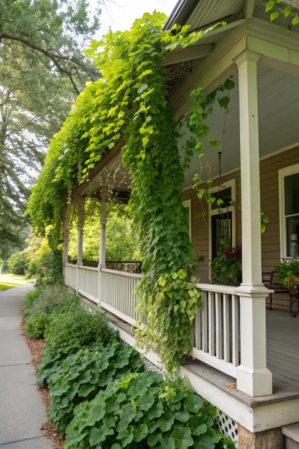Living plant awnings bring nature right above your porch.