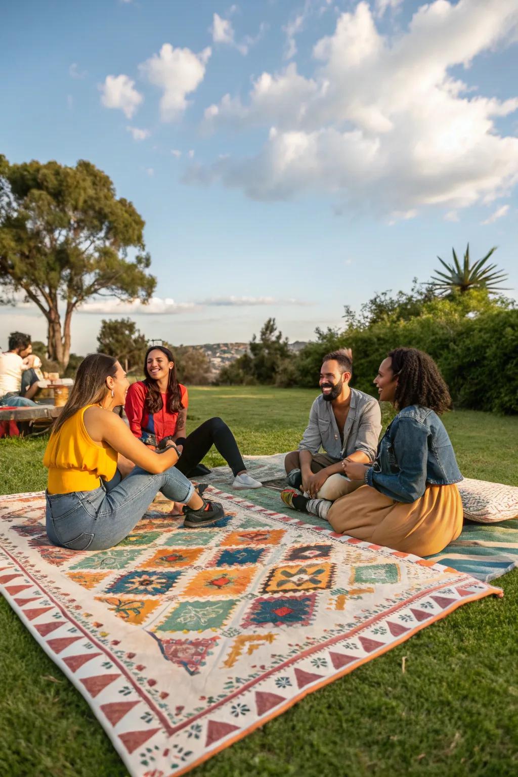 Bring friends together with a welcoming social spot on grass.