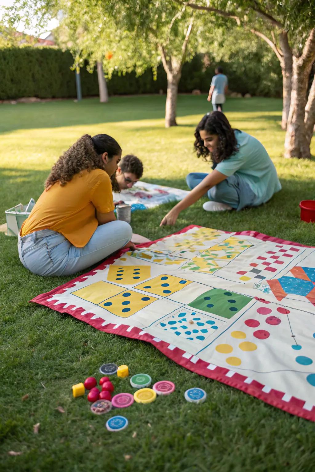 Let the games begin with a playful zone on a fun outdoor rug.